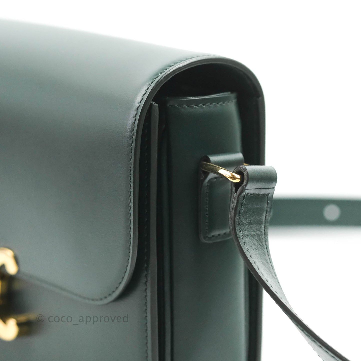 Celine Medium Triomphe Shiny Calfskin Amazone Green
