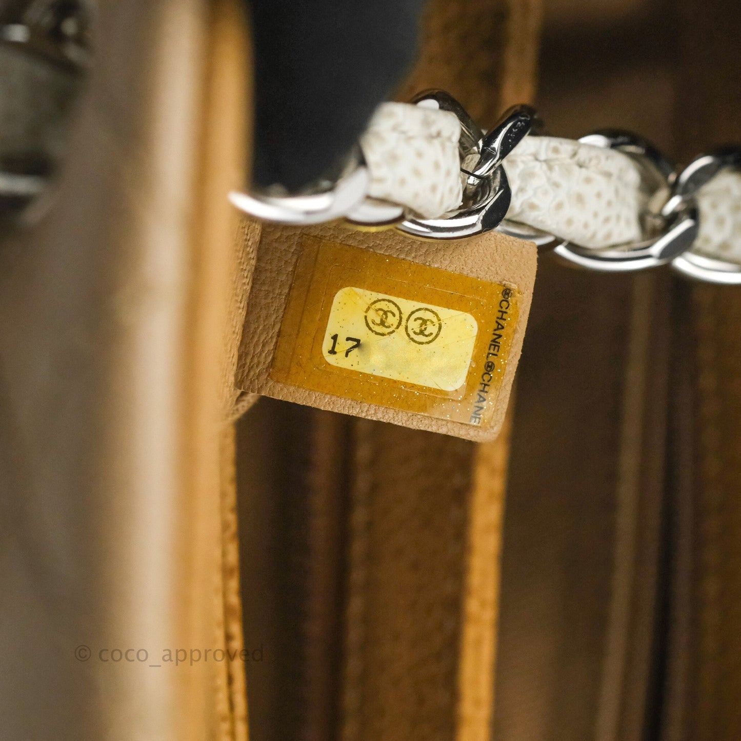 Chanel Medium Mademoiselle Bowling Beige/Brown Caviar Silver Hardware