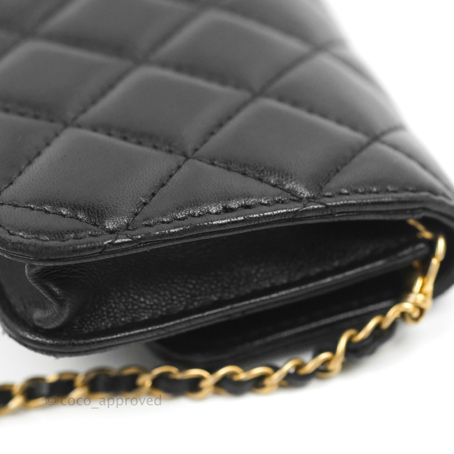 Chanel Mini Pearl Crush Clutch With Chain Belt Black Lambskin Aged Gold Hardware