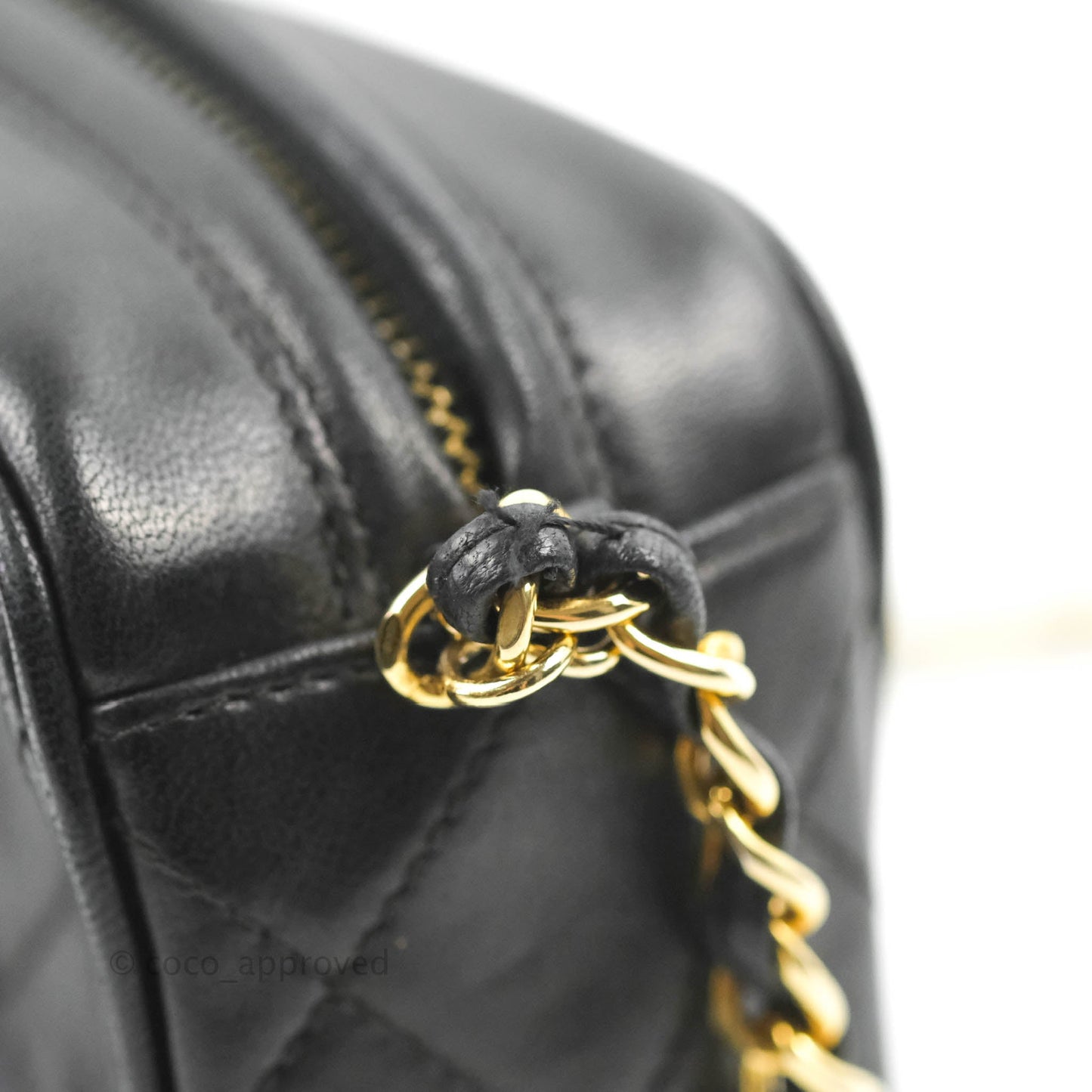 Chanel Vintage Small Camera Bag Black Lambskin Gold Hardware