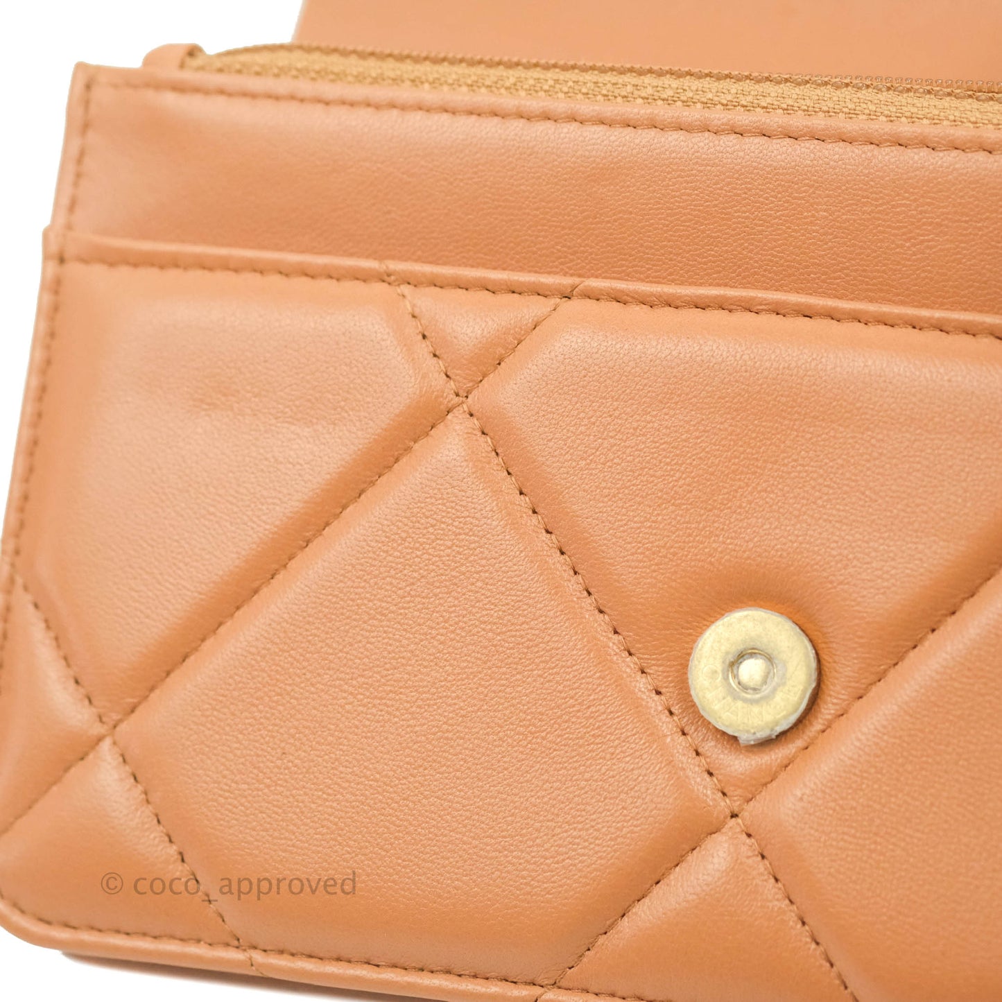 Chanel 19 Wallet on Chain WOC Dark Beige Caramel Lambskin Mixed Hardware