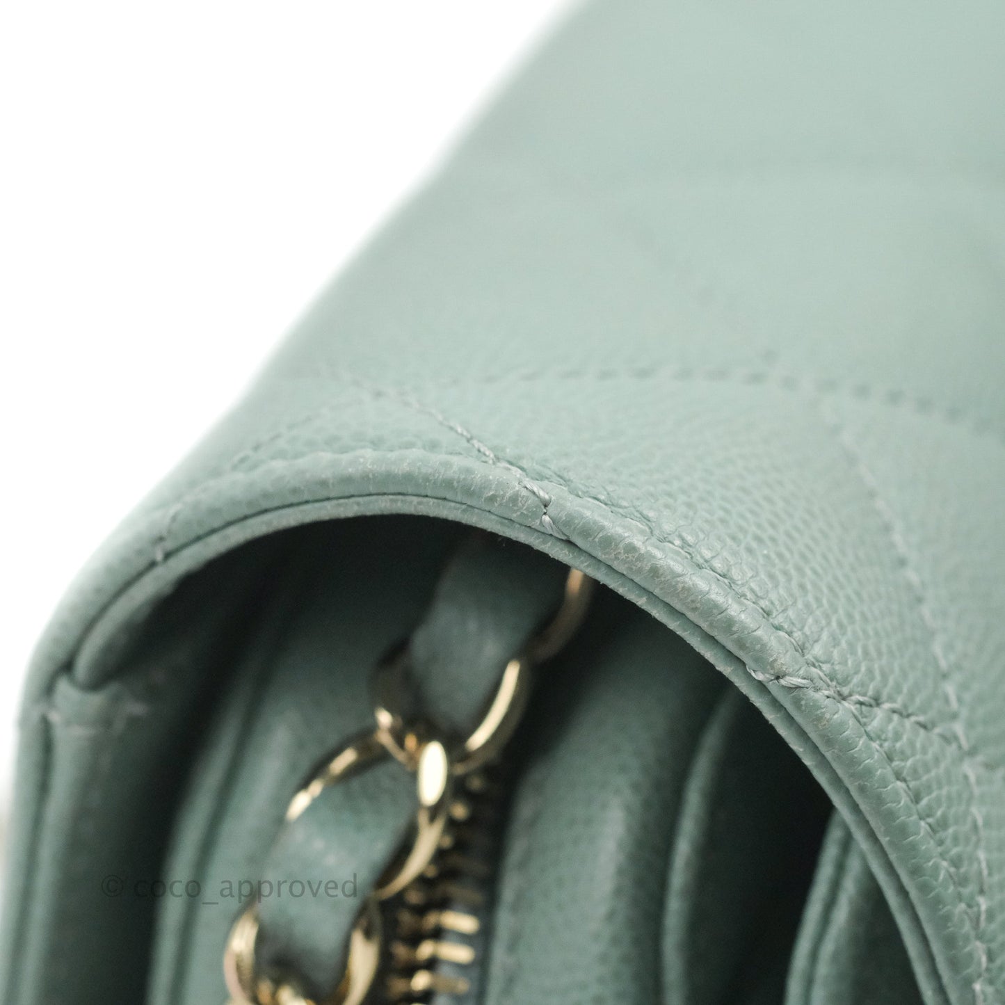 Chanel Quilted Like The Wallet Flap Blue-Greyish Caviar Gold Hardware