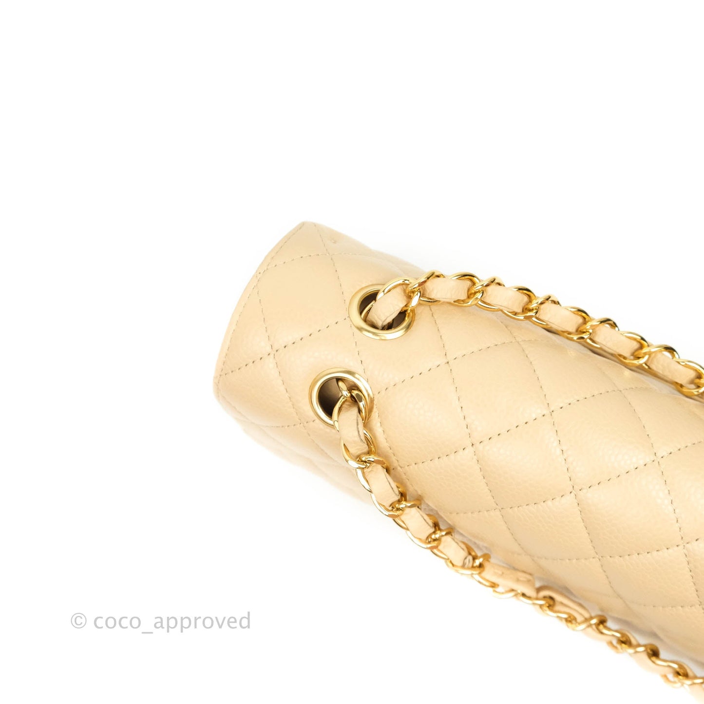 Chanel Classic M/L Medium Double Flap Beige Caviar Gold Hardware