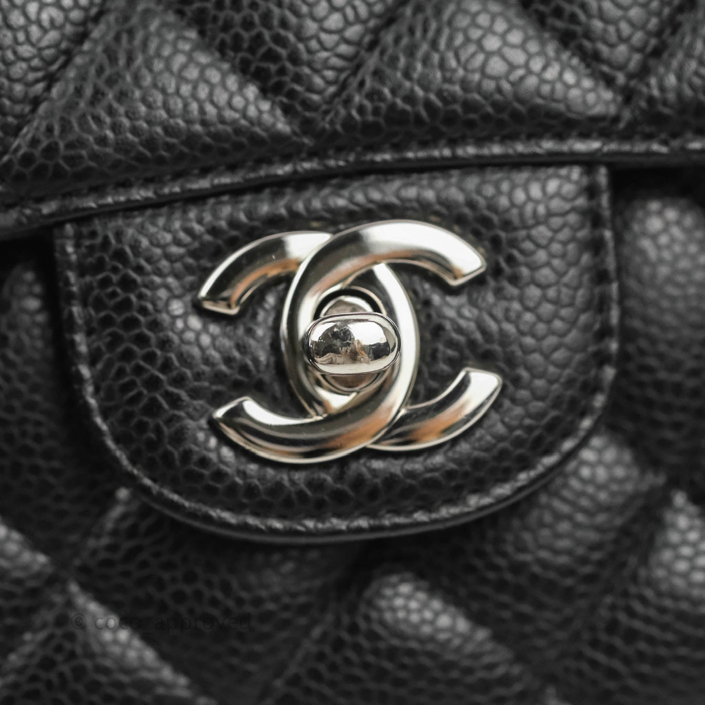 Chanel Quilted Classic M/L Medium Flap Black Caviar Silver Hardware