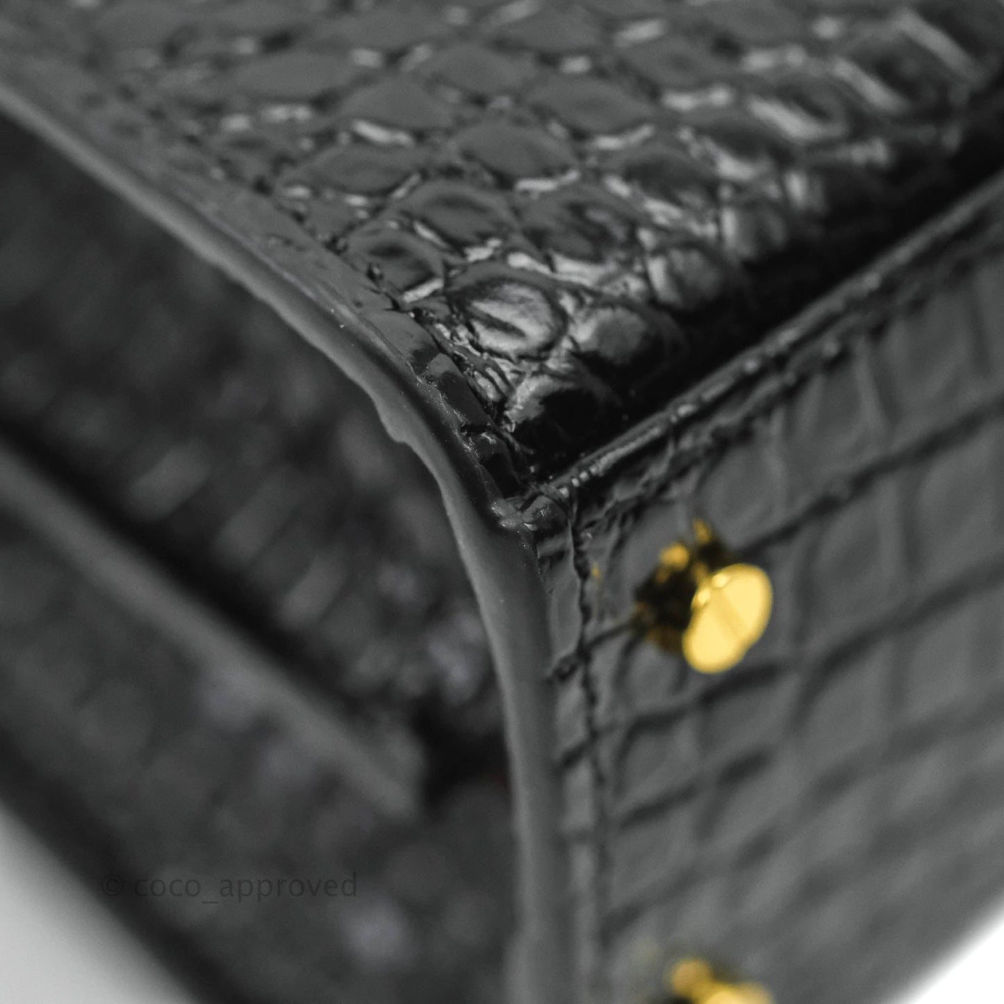 Saint Lauren Cassandra Mini Top Handle Bag Black Crocodile-embossed Shiny Calfskin