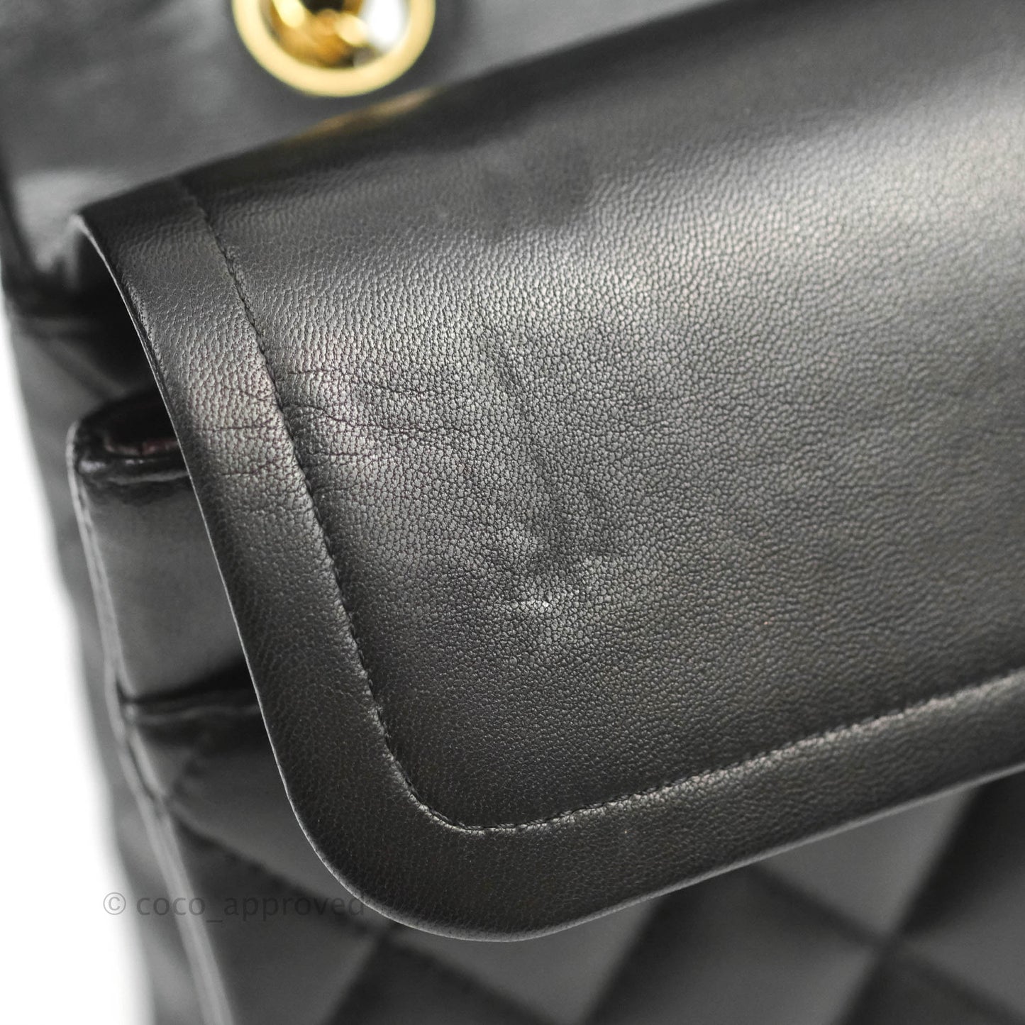 Chanel Classic M/L Medium Flap Quilted Black Lambskin Gold Hardware
