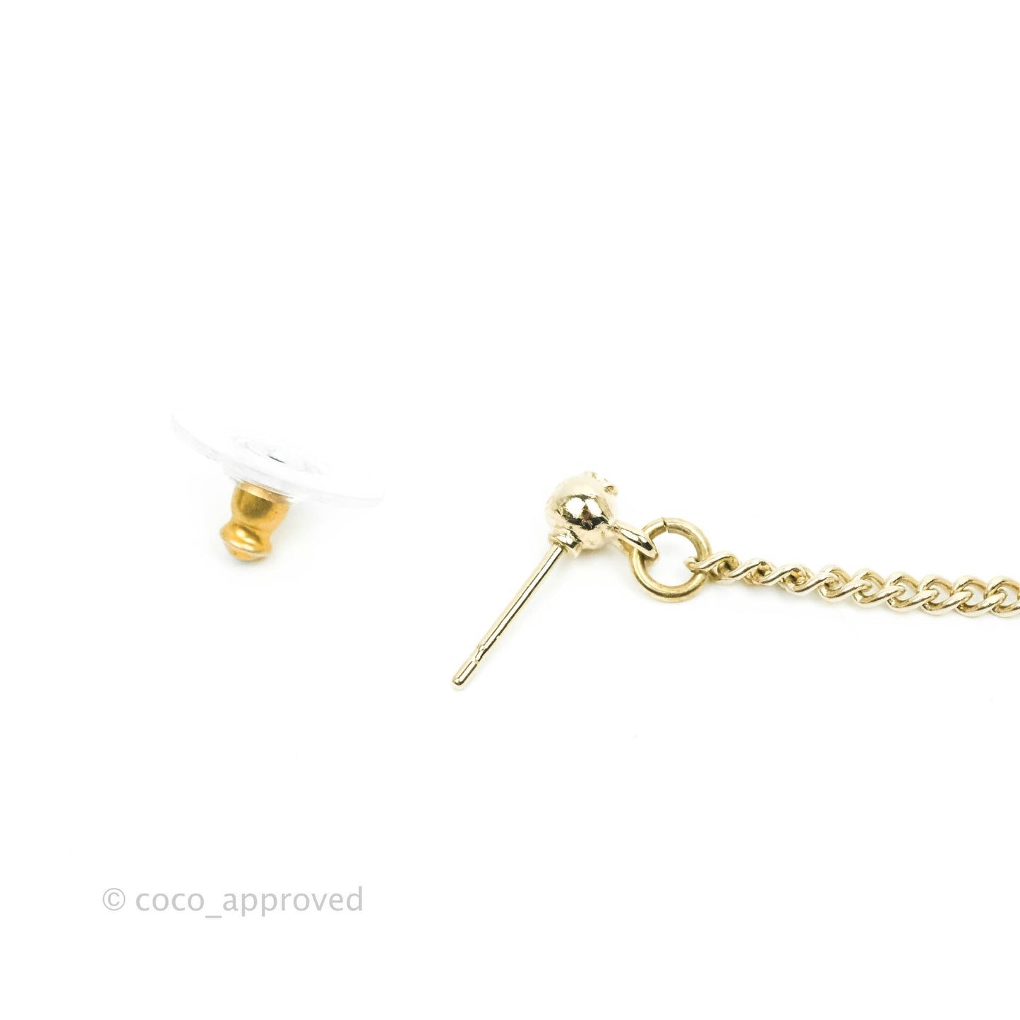 Chanel Crystal CC Long Drop Earrings Gold Tone 21V