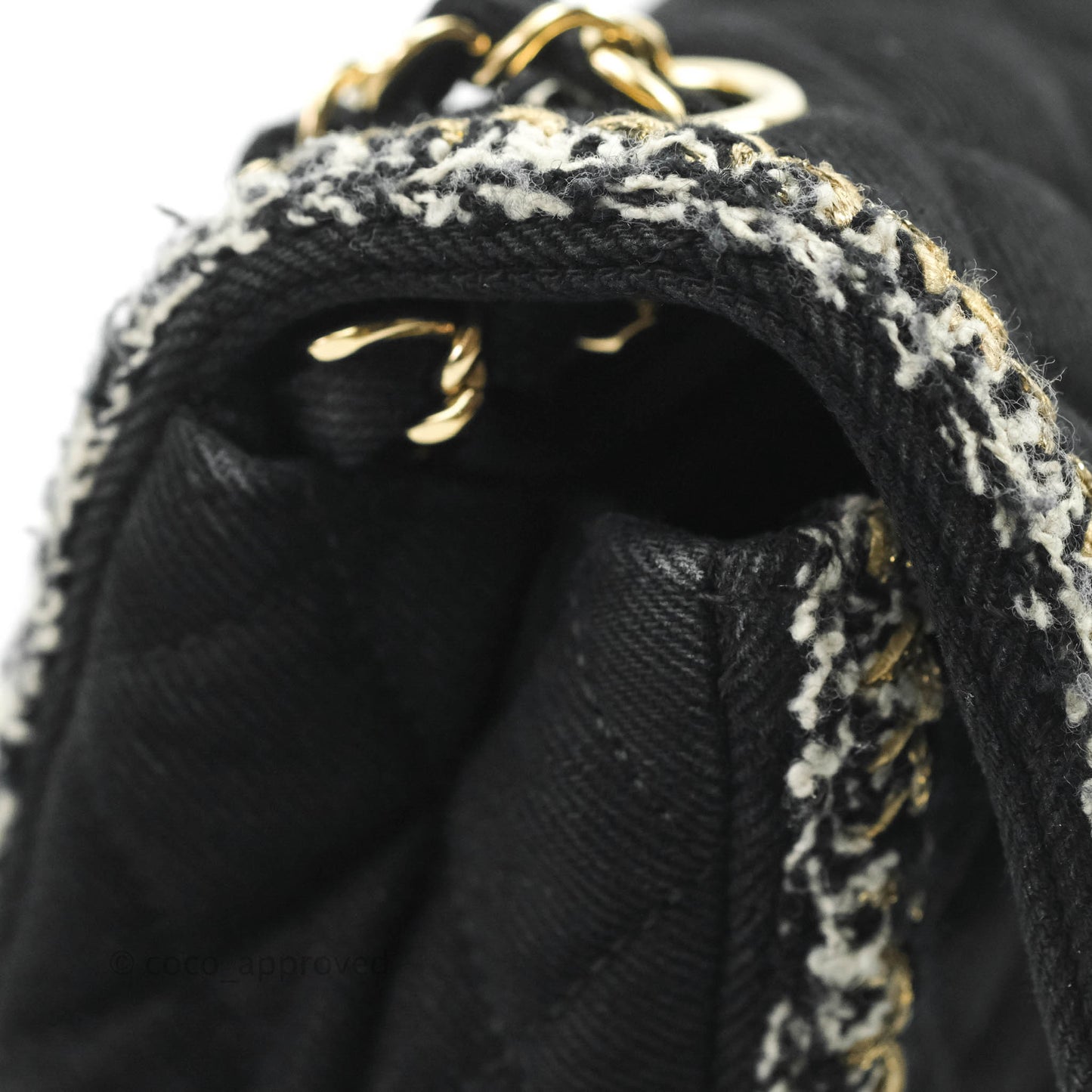 Chanel Classic Mini Rectangular Flap Bag Black Denim Braided Gold Hardware 18A