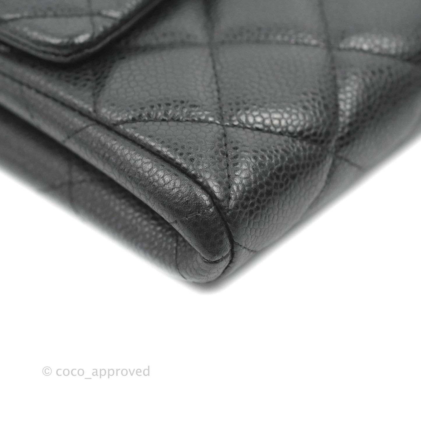 Chanel Quilted Clutch with Chain Black Caviar Silver Hardware