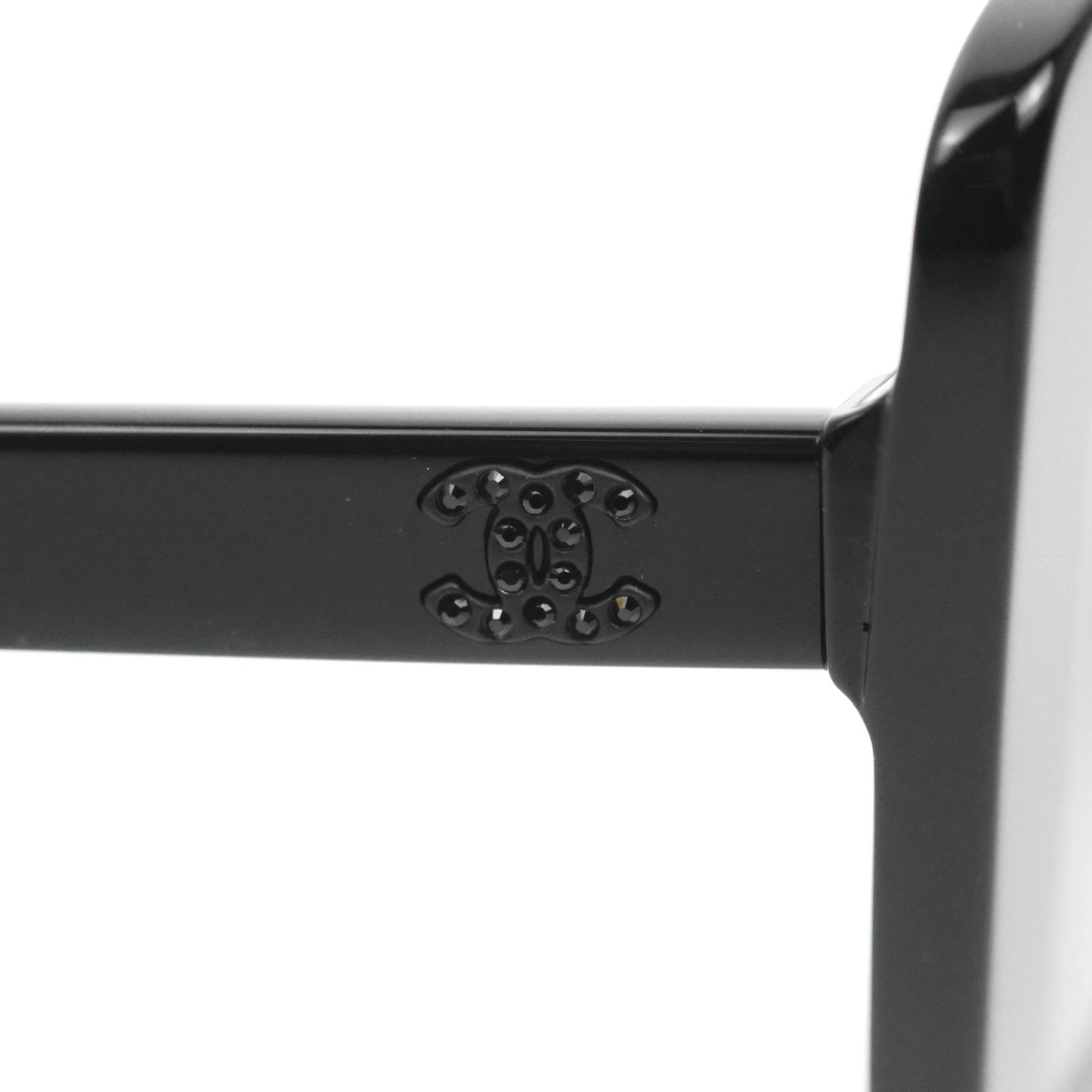 Chanel Acetate Strass Square Polarized Sunglasses Black