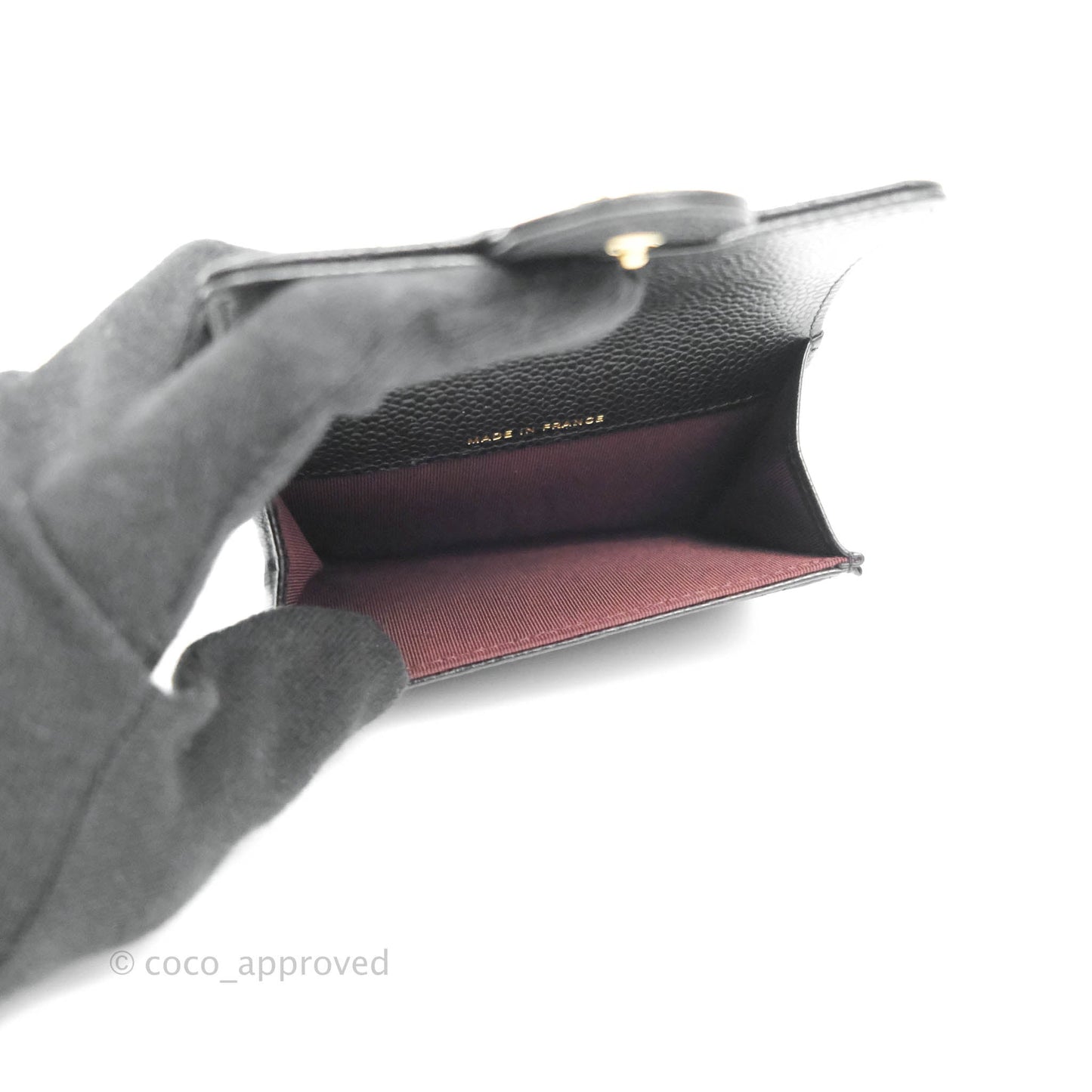 Chanel Quilted Flap Card Holder Black Caviar Gold Hardware