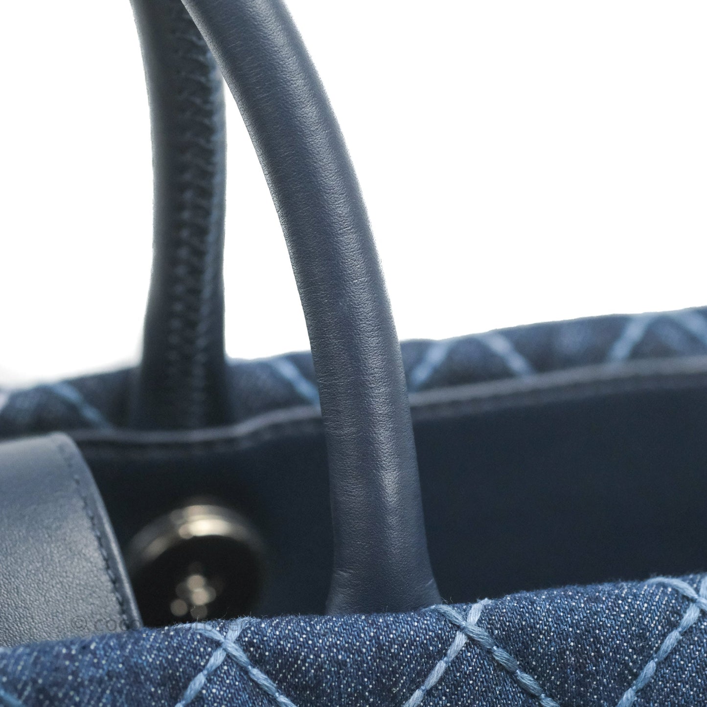Chanel Quilted Medium Coco Handle Shopping Tote Denim Silver Hardware