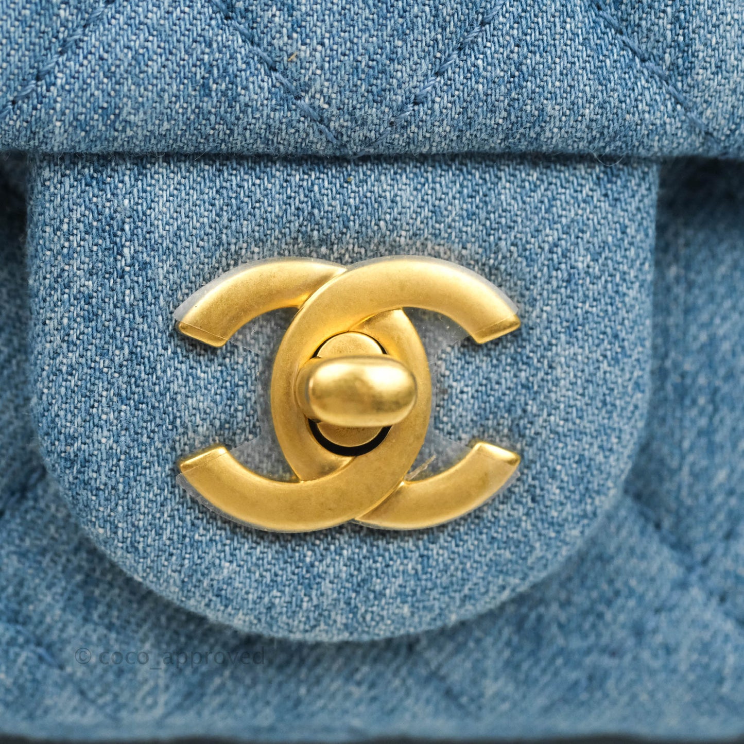 Chanel Mini Rectangular Pearl Crush Quilted Denim Aged Gold Hardware 22C