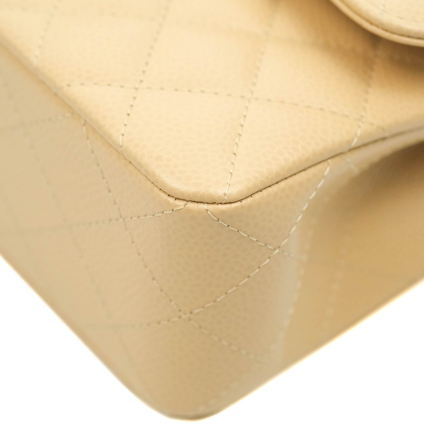 Chanel Small Classic Quilted Flap Beige Caviar Gold Hardware