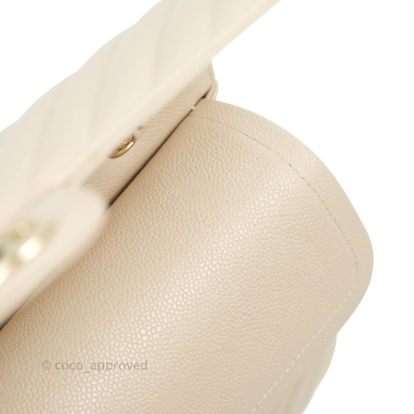 Chanel Classic M/L Medium Double Flap Chevron Ivory Caviar Gold Hardware