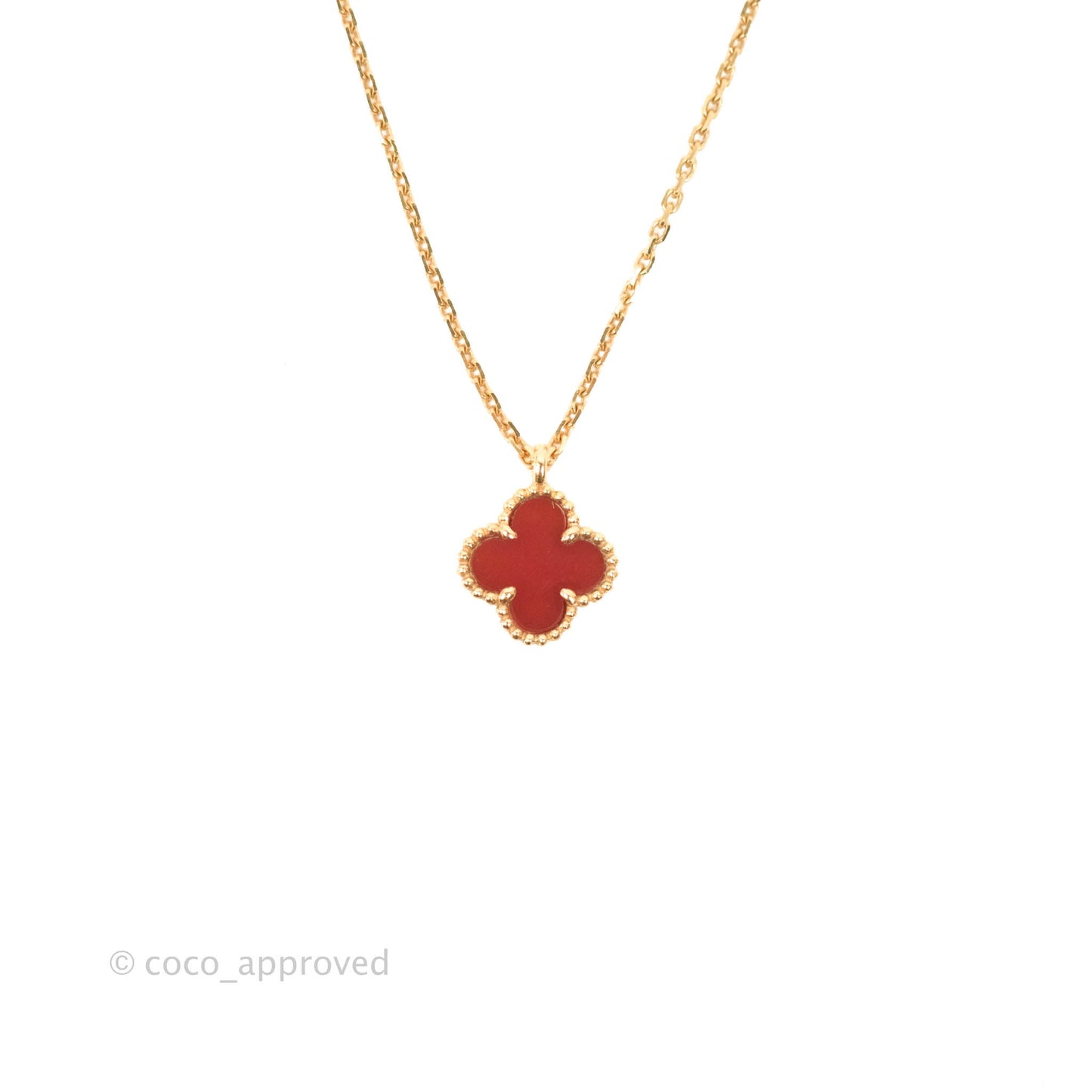 Van Cleef & Arpels Sweet Alhambra Pendant Red Carnelian Rose Gold