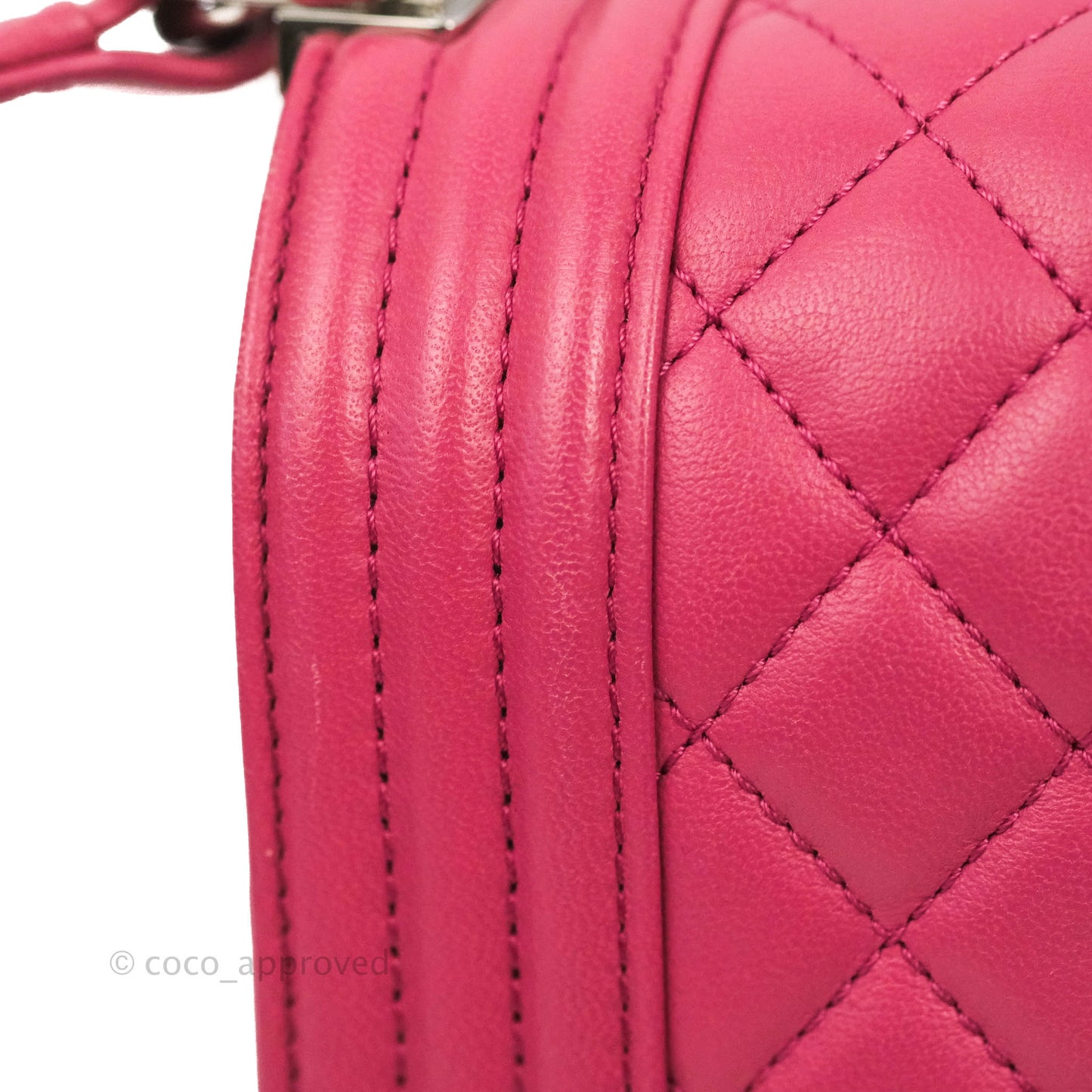 Chanel Quilted Medium Boy Dark Pink Calfskin Silver Hardware