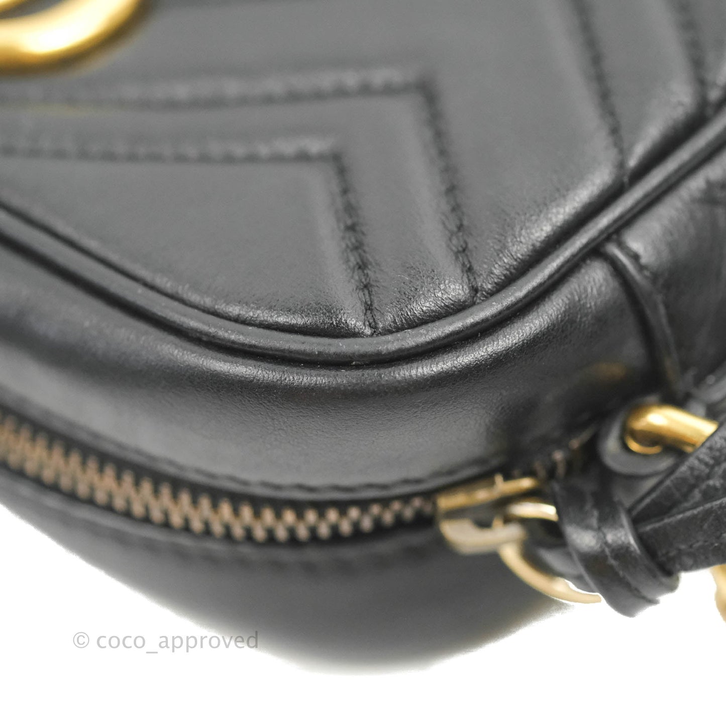 Gucci Mini Matelasse GG Marmont Camera Bag Black Calfskin Gold Hardware