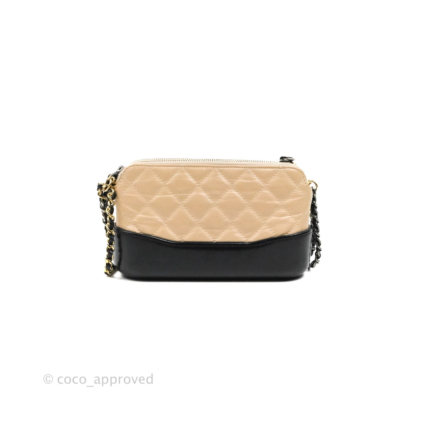Chanel Gabrielle Clutch With Chain Aged Calfskin Beige/ Black Mixed Hardware
