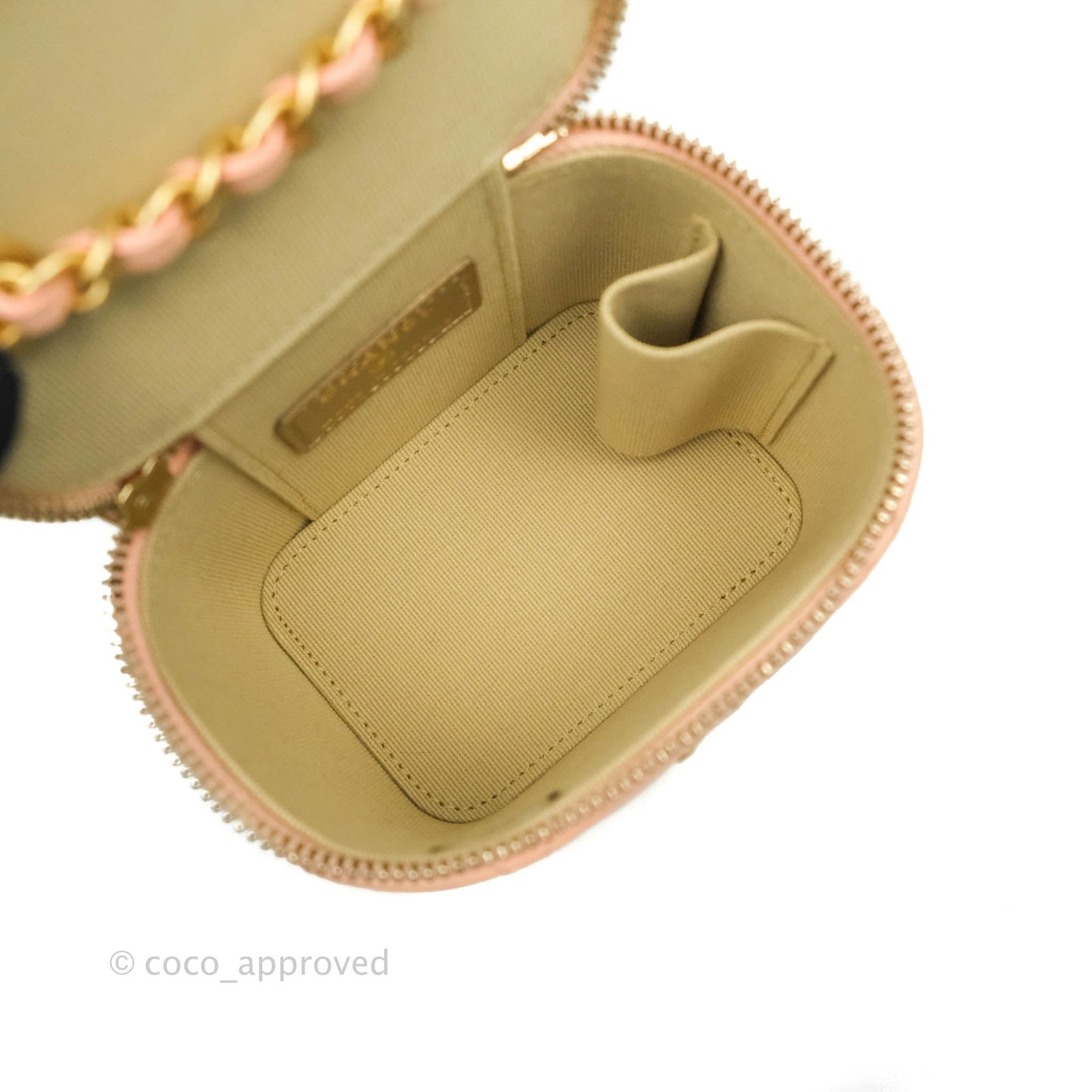 Chanel Classic Mini Pearl Crush Vanity With Chain Pink Lambskin Aged Gold Hardware