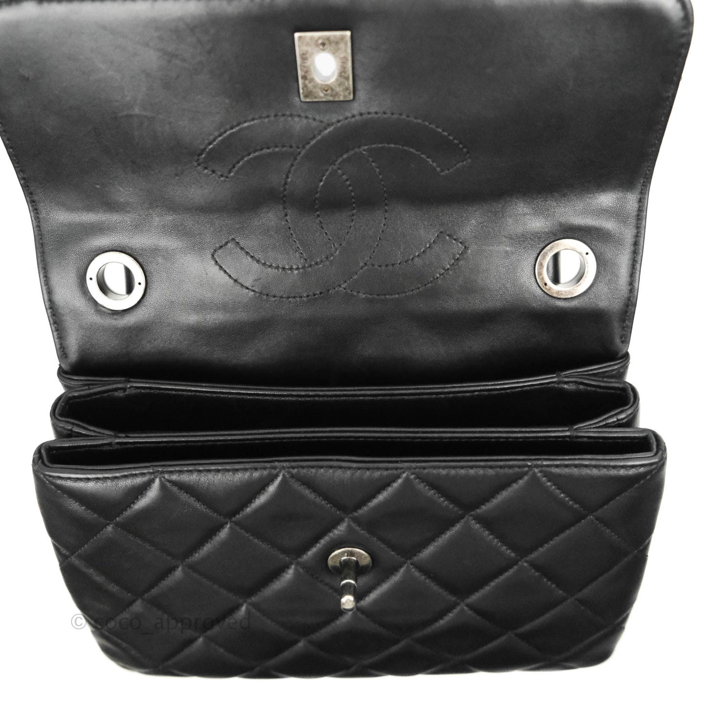 Chanel Small Trendy CC Black Lambskin Ruthenium Hardware