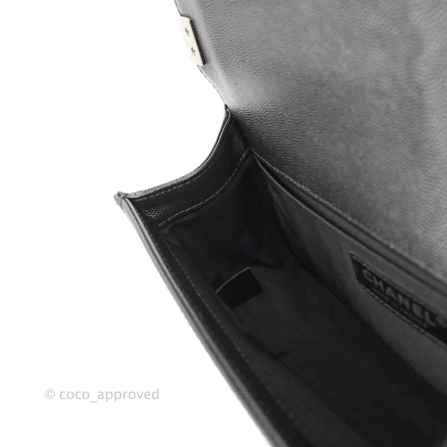 Chanel Quilted Medium Boy Black Caviar Ruthenium Hardware