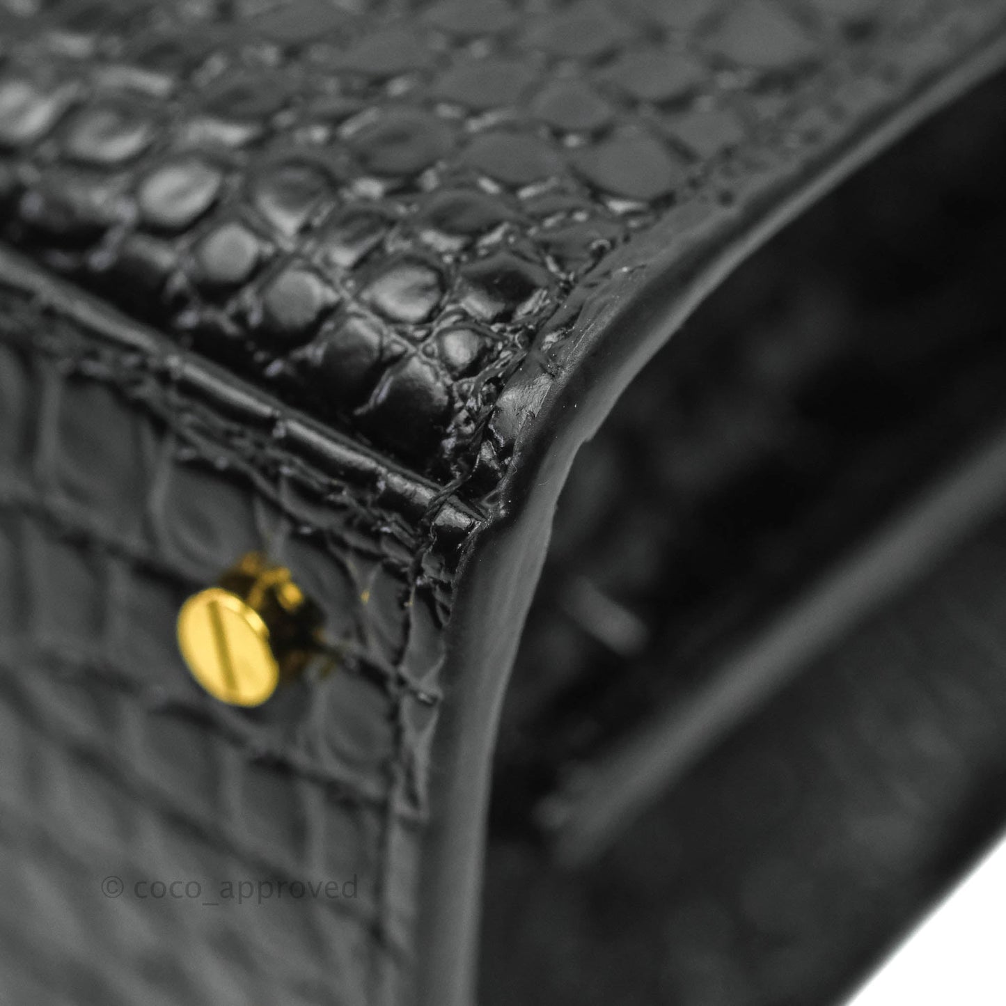 Saint Lauren Cassandra Mini Top Handle Bag Black Crocodile-embossed Shiny Calfskin
