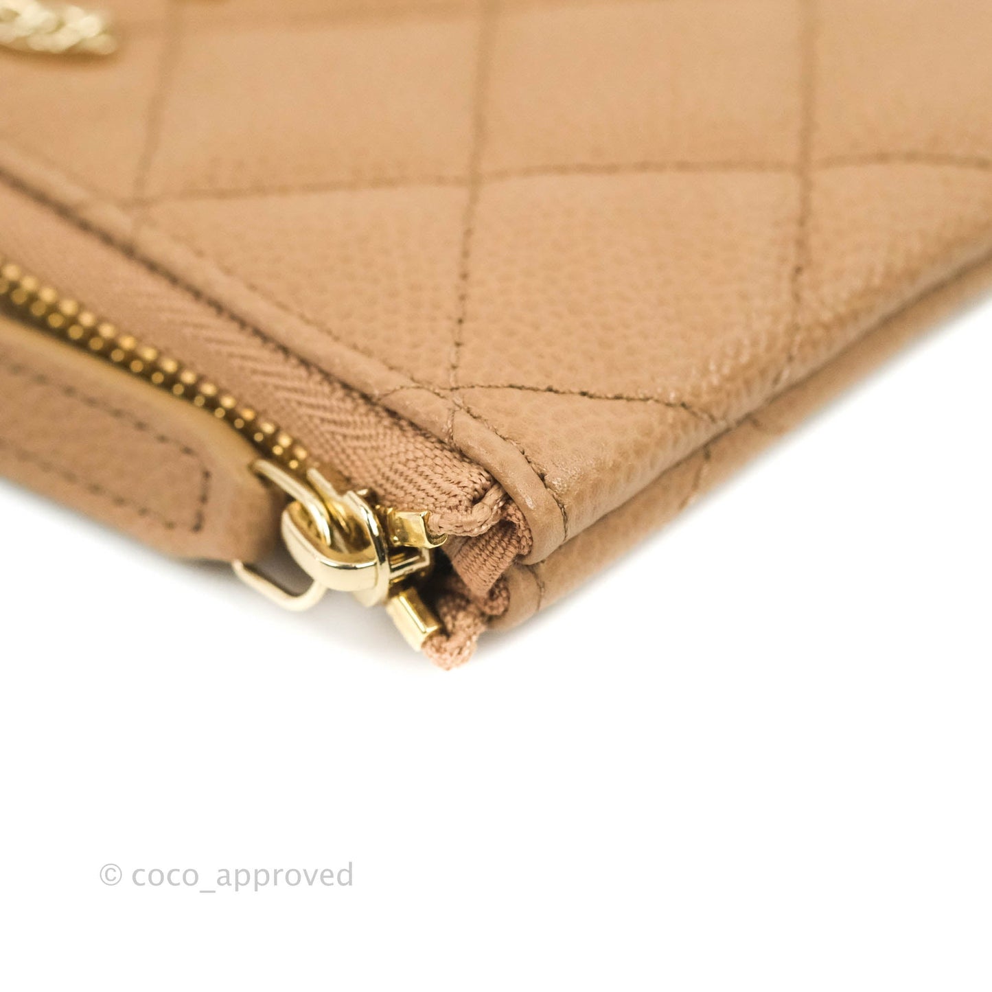Chanel Quilted Mini O Case Dark Beige Caviar Gold Hardware