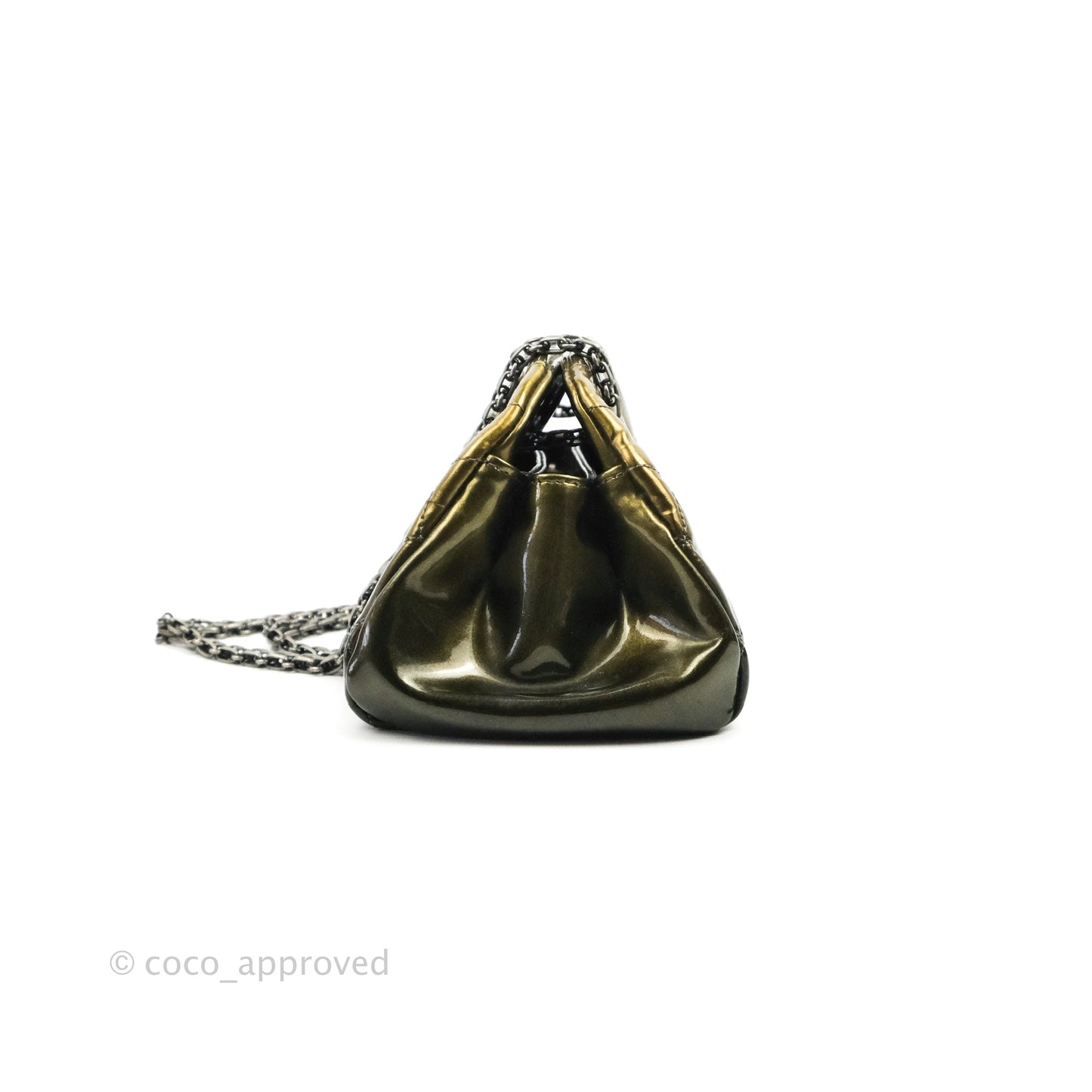 Chanel Small Mademoiselle Bowling Gradient Gold Patent Ruthenium Hardware