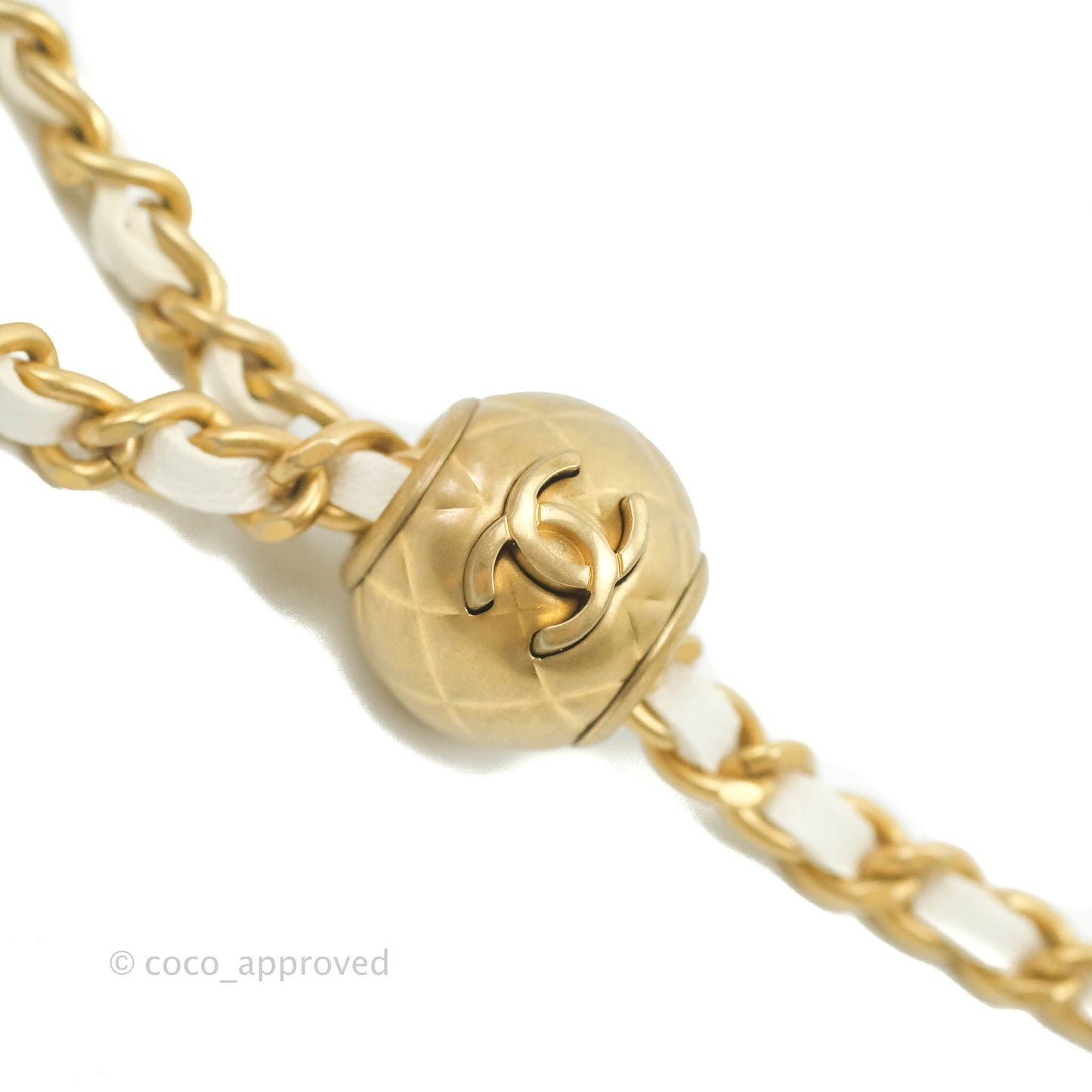 Chanel Quilted Pearl Crush Wallet on Chain WOC White Lambskin Aged Gold Hardware