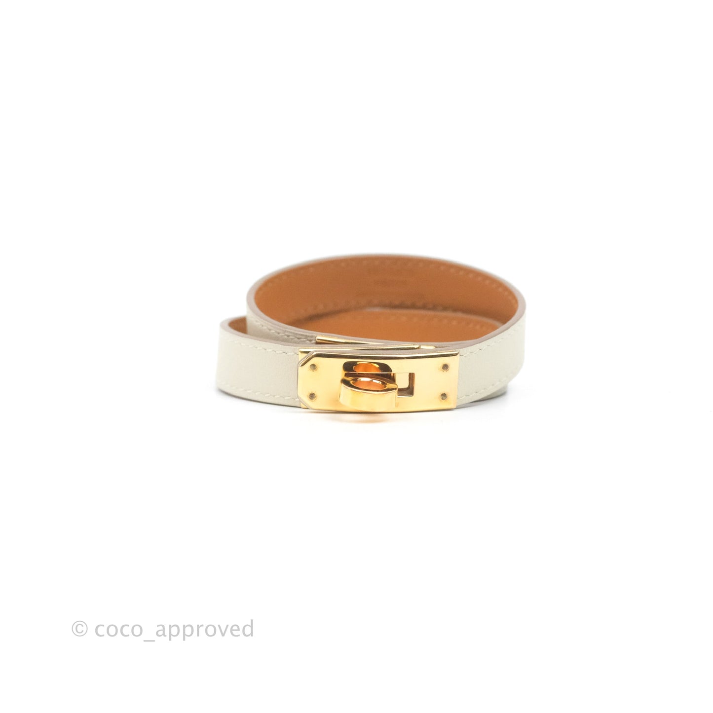 Hermès Kelly Double Tour Bracelet Craie Swift Rose Gold Hardware