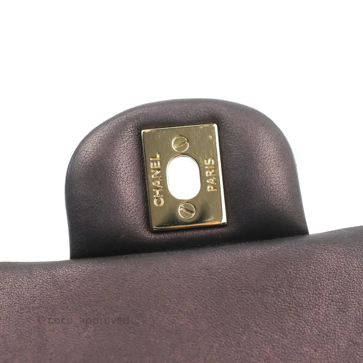 Chanel Top Handle Mini Rectangular Flap Bag Dark Purple Lambskin Gold Hardware