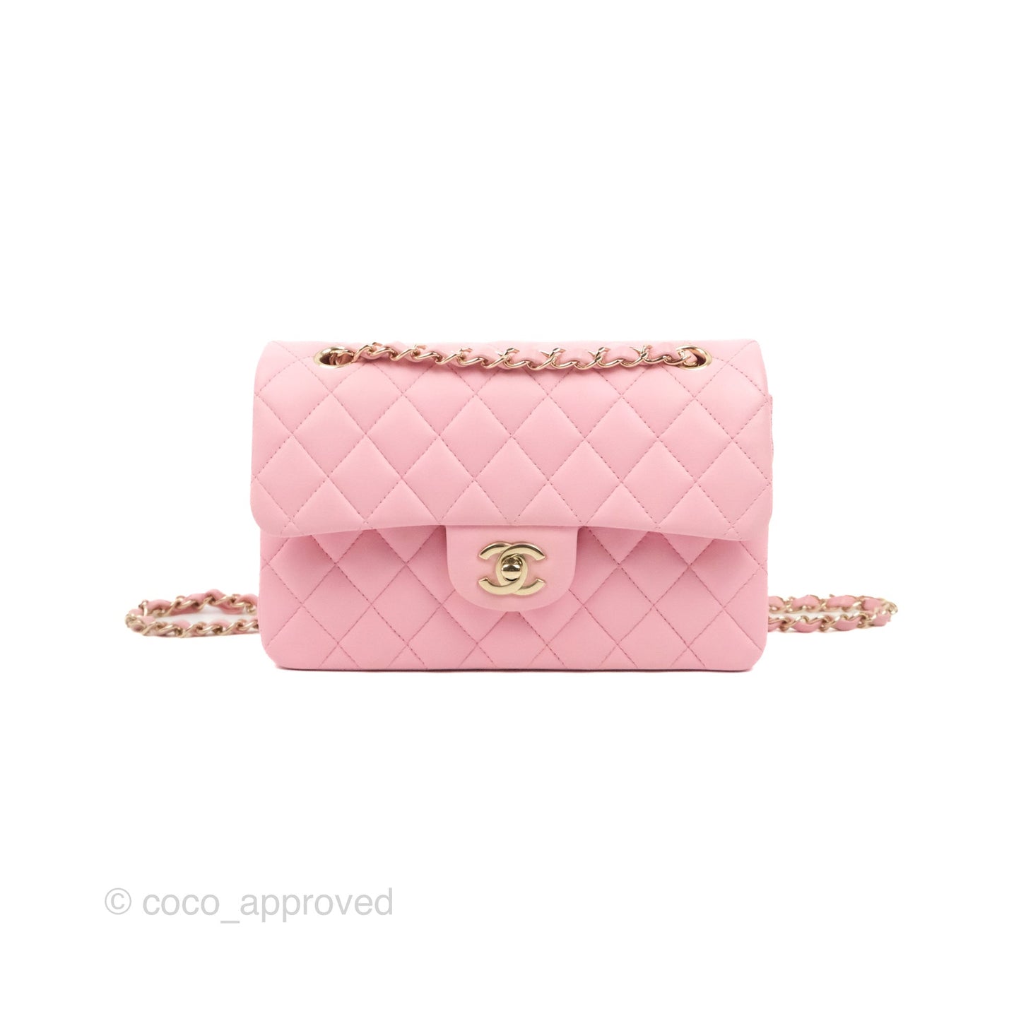 Chanel Small Classic Quilted Flap Pink Lambskin Gold Hardware