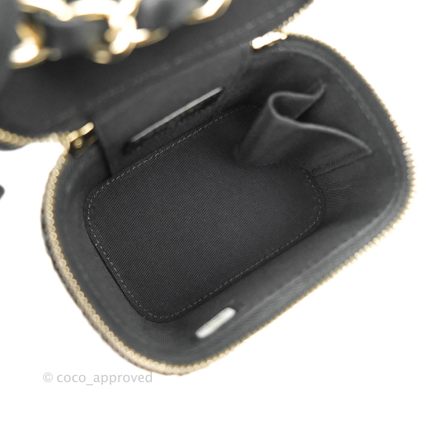 Chanel Mini Vanity With Chain Black Lambskin Crochet Gold Hardware