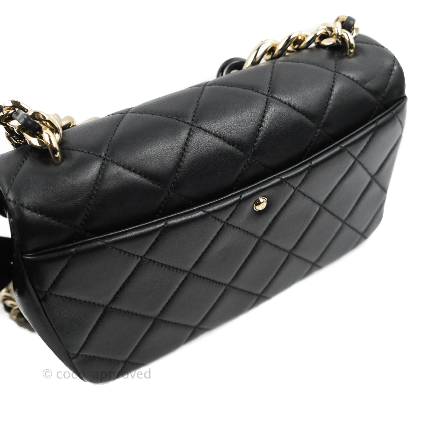 Chanel Quilted Resin Bi-Color Chain Flap Bag Black Lambskin