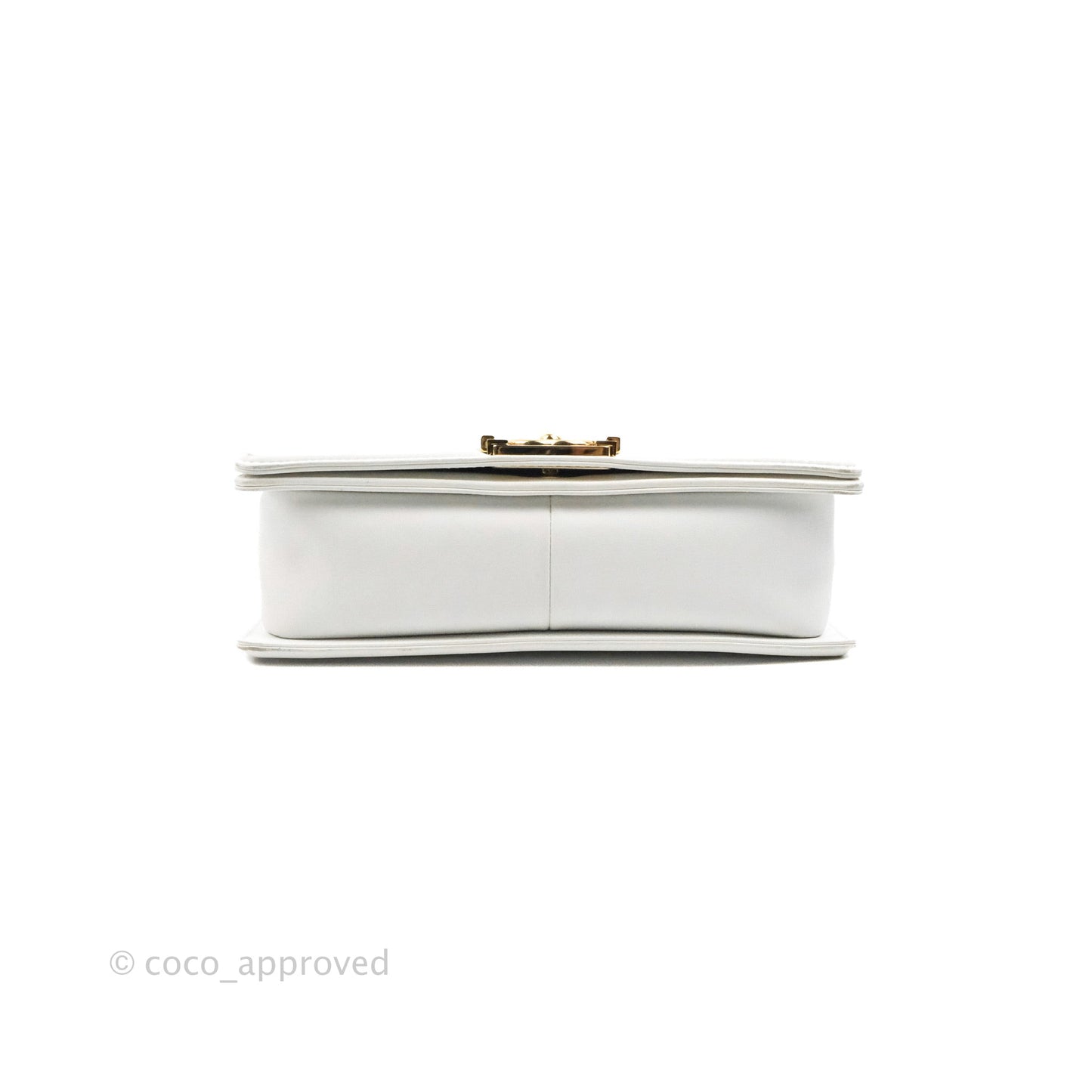 Chanel Quilted Medium Boy White Calfskin Gold Hardware