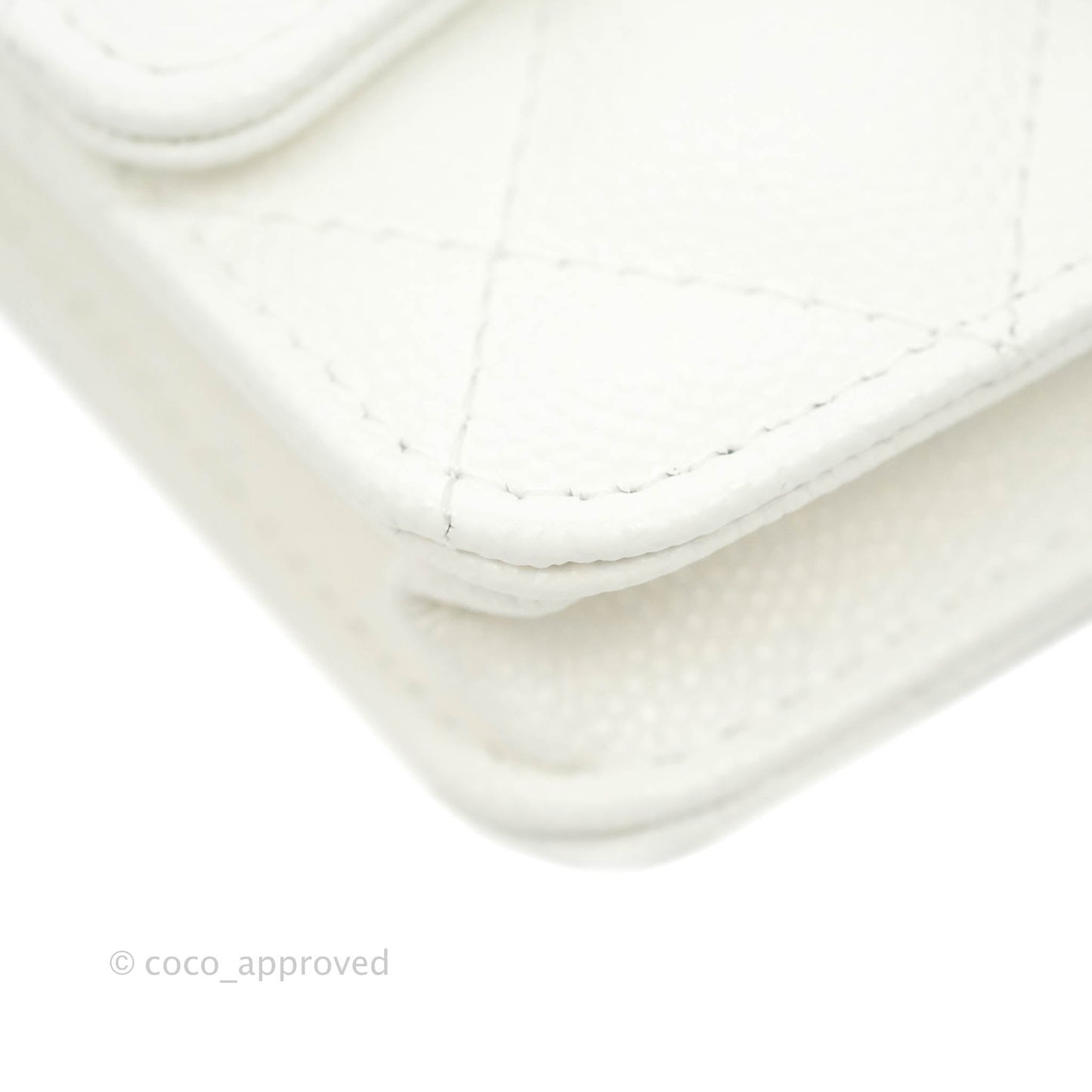 Chanel Mini Wallet With Chain White Caviar Gold Hardware