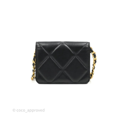 Chanel 19 Card Holder With Chain Black Mixed Hardware