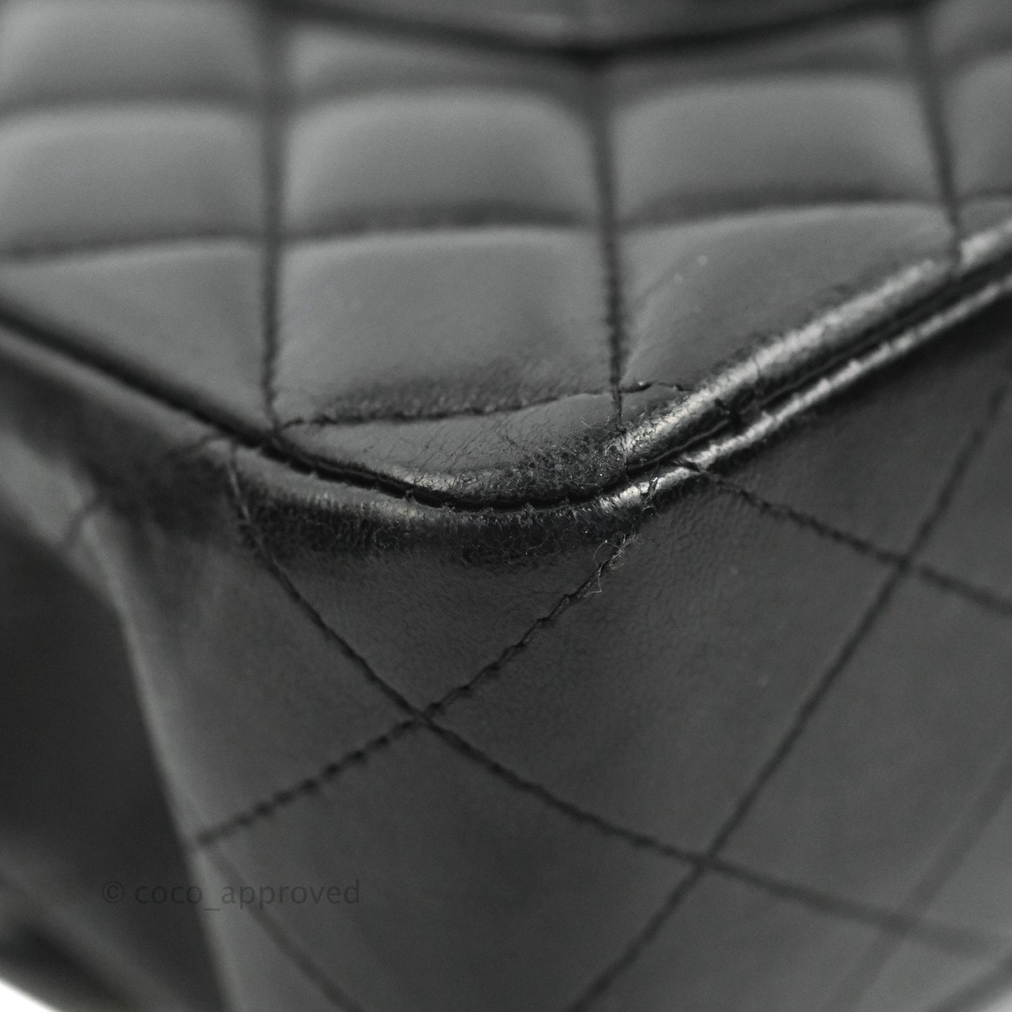 Chanel Classic M/L Medium Flap Quilted Black Lambskin Silver Hardware