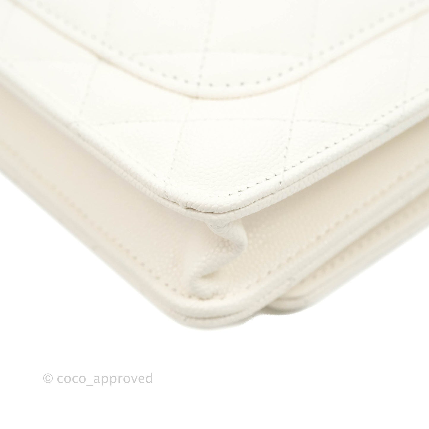 Chanel Quilted WOC White Caviar Gold Hardware With Charms