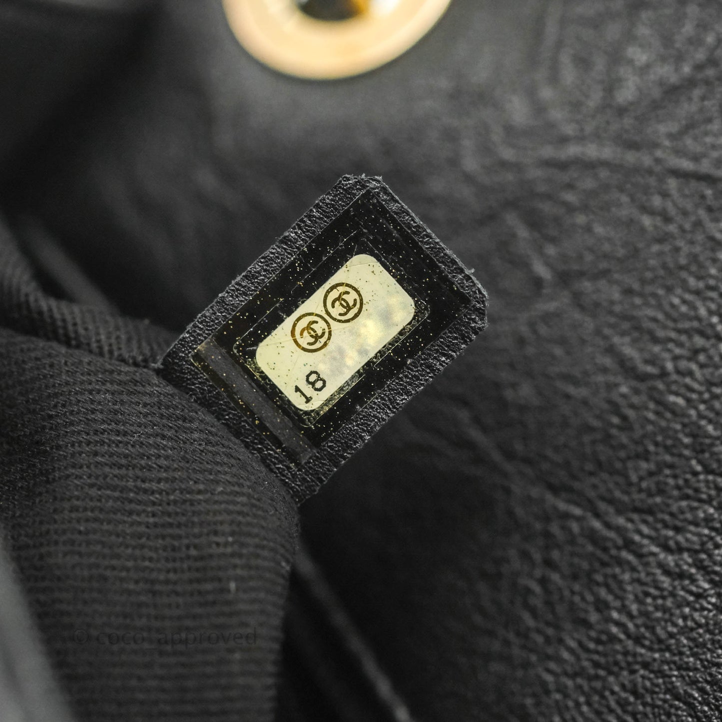 Chanel Medium Chevron Surpique Flap Black Calfskin Aged Gold Hardware
