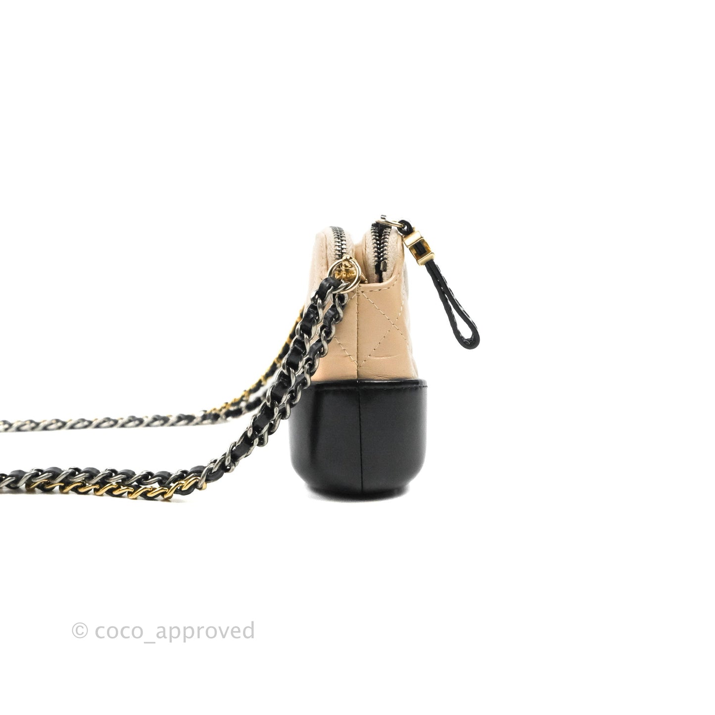 Chanel Gabrielle Clutch With Chain Aged Calfskin Beige/ Black Mixed Hardware