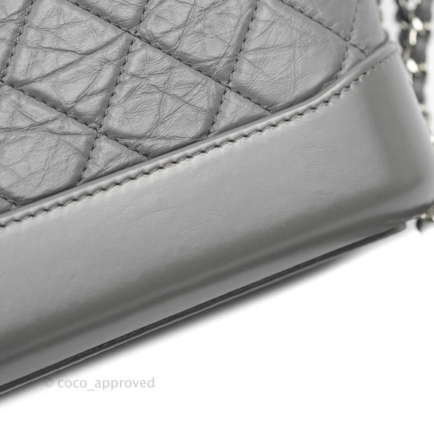 Chanel Quilted Small Gabrielle Hobo Grey Calfskin Mixed Hardware