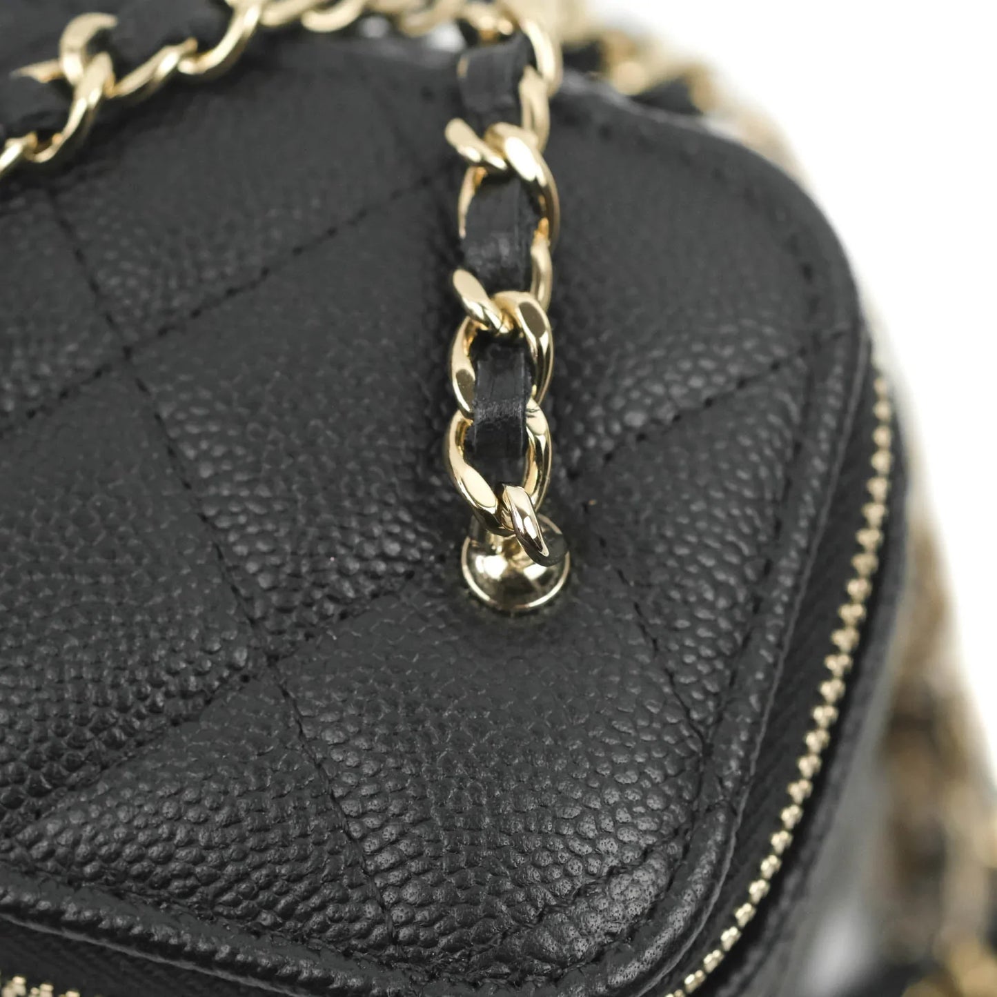 Chanel Classic Mini Vanity With CC Chain Black Caviar Gold Hardware