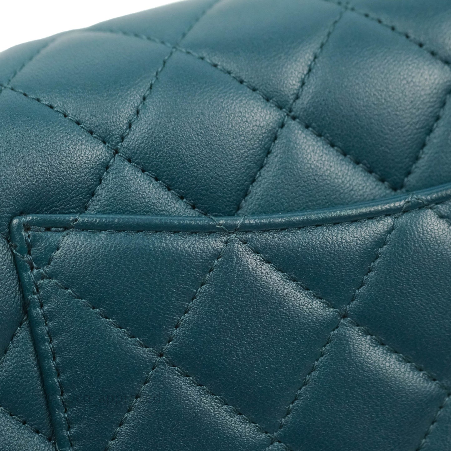 Chanel Quilted Mini Rectangular Flap Teal Lambskin Silver Hardware