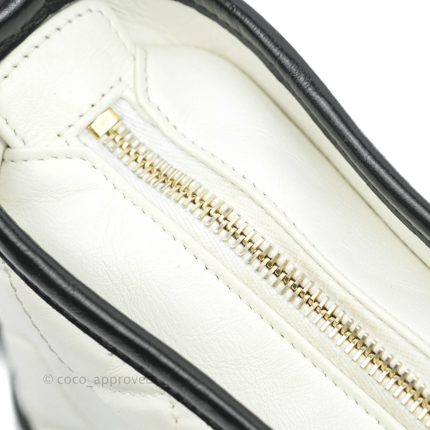 Chanel Quilted Small Gabrielle Hobo White Black Calfskin Mixed Hardware