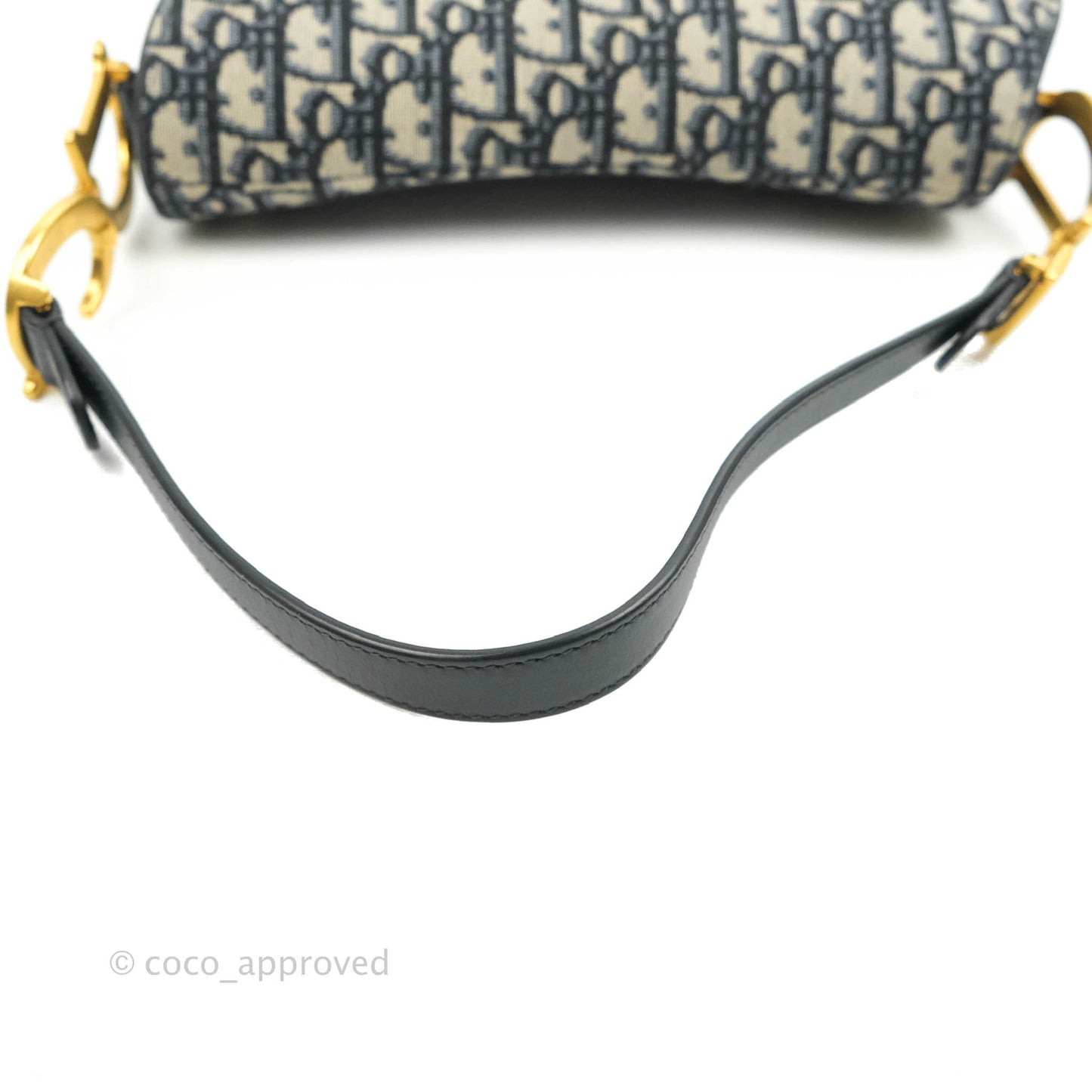 Christian Dior Saddle Medium Blue Oblique Jacquard Gold Hardware