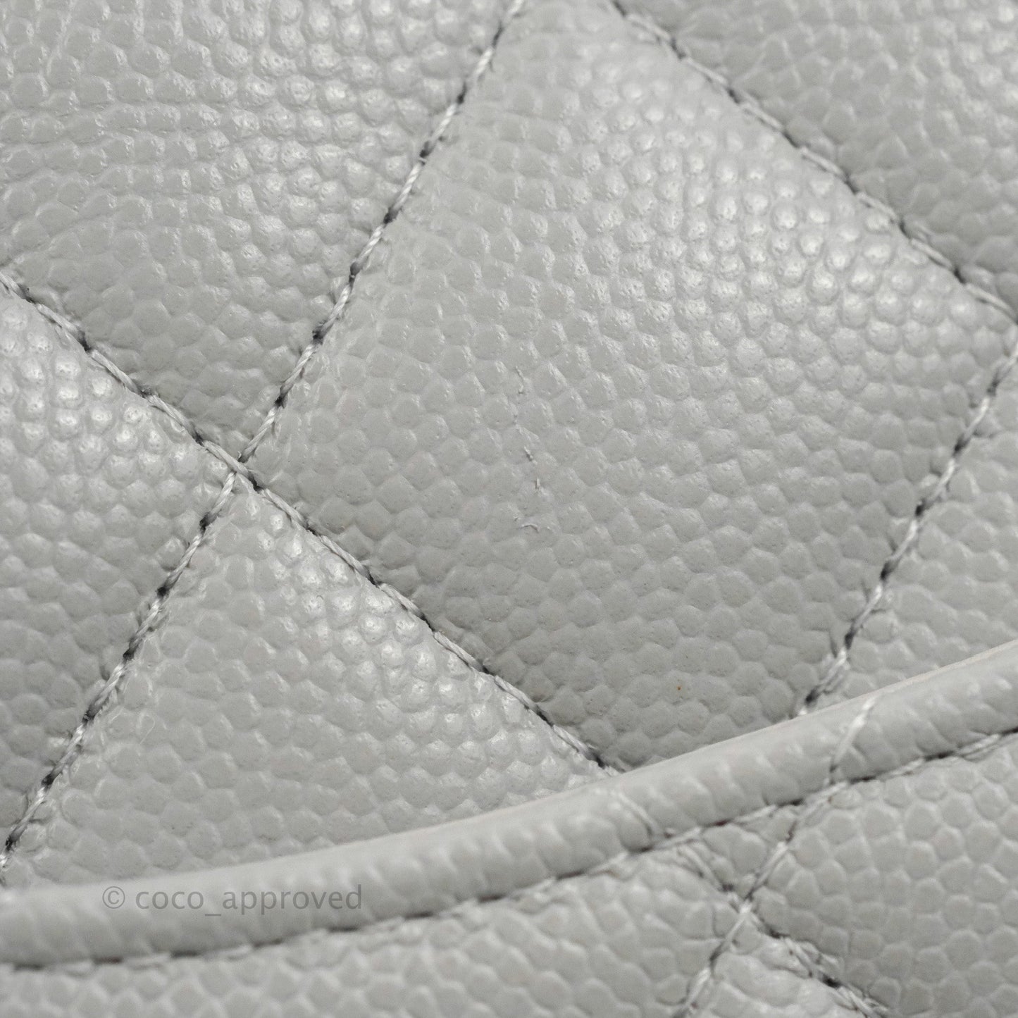 Chanel Small Classic Quilted Flap Grey Caviar Gold Hardware 21A