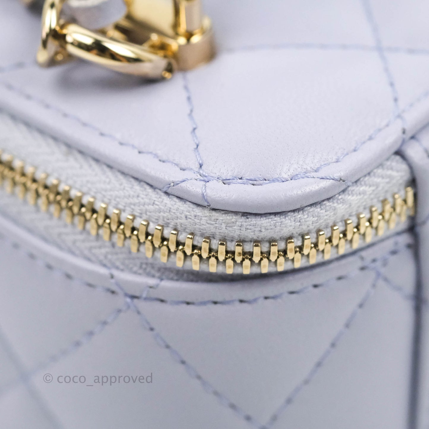 Chanel Mini Top Handle Vanity With Chain Lilac Lambskin Gold Hardware