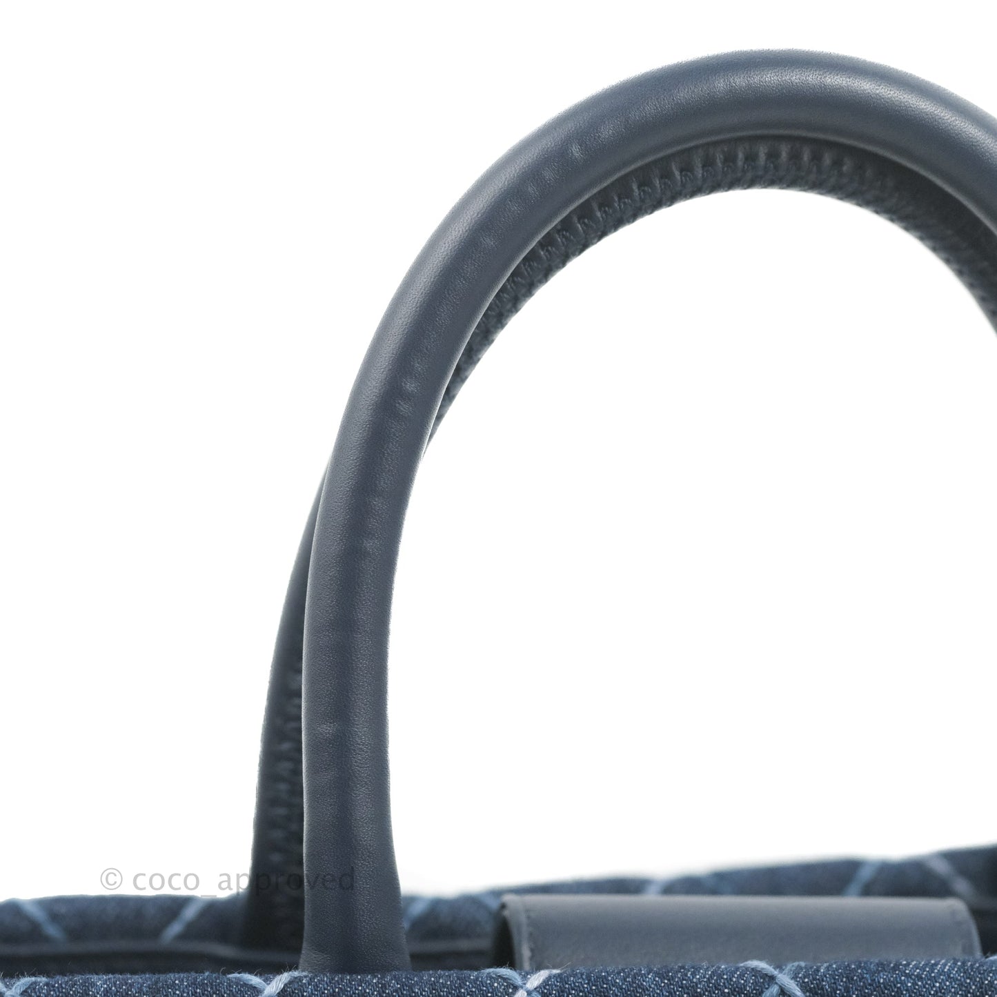 Chanel Quilted Medium Coco Handle Shopping Tote Denim Silver Hardware